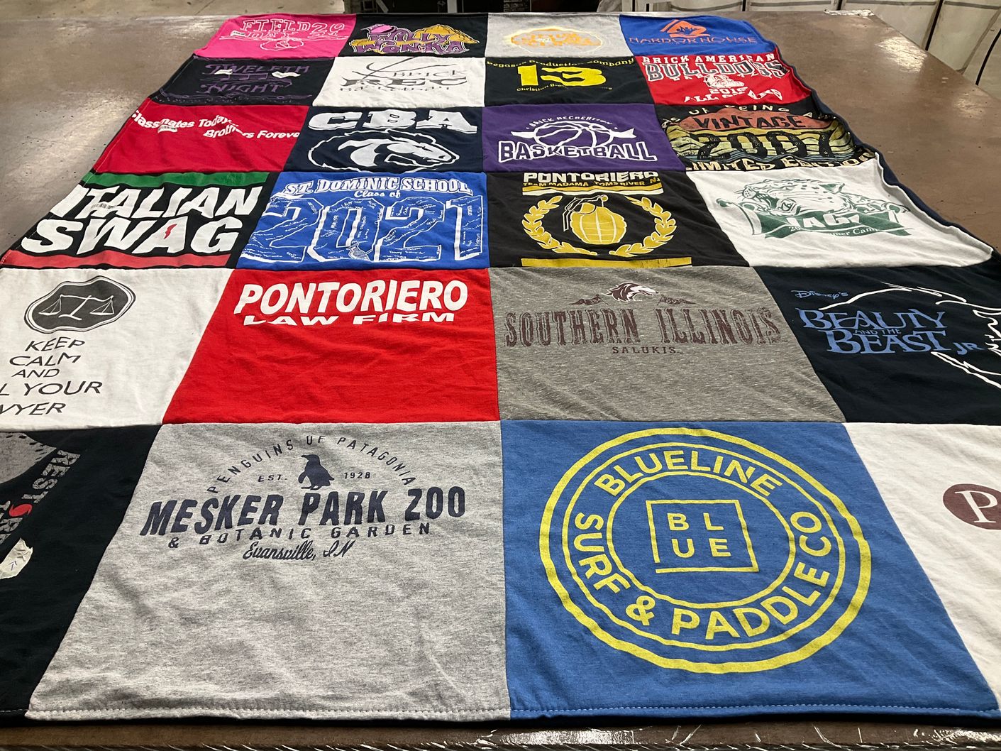 T-shirt quilt featuring southern illinois salukis by Crystal from NJ