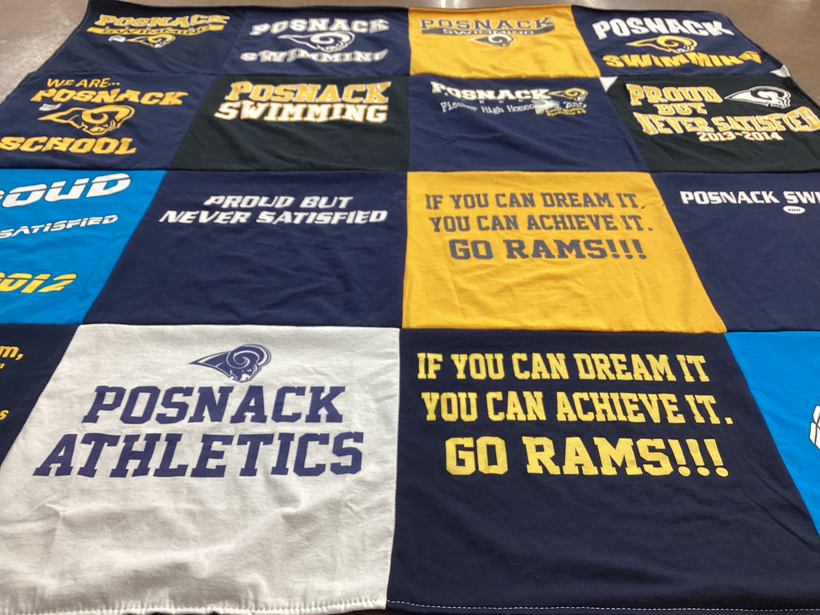 T-shirt quilt featuring posnack rams by Jodi from FL