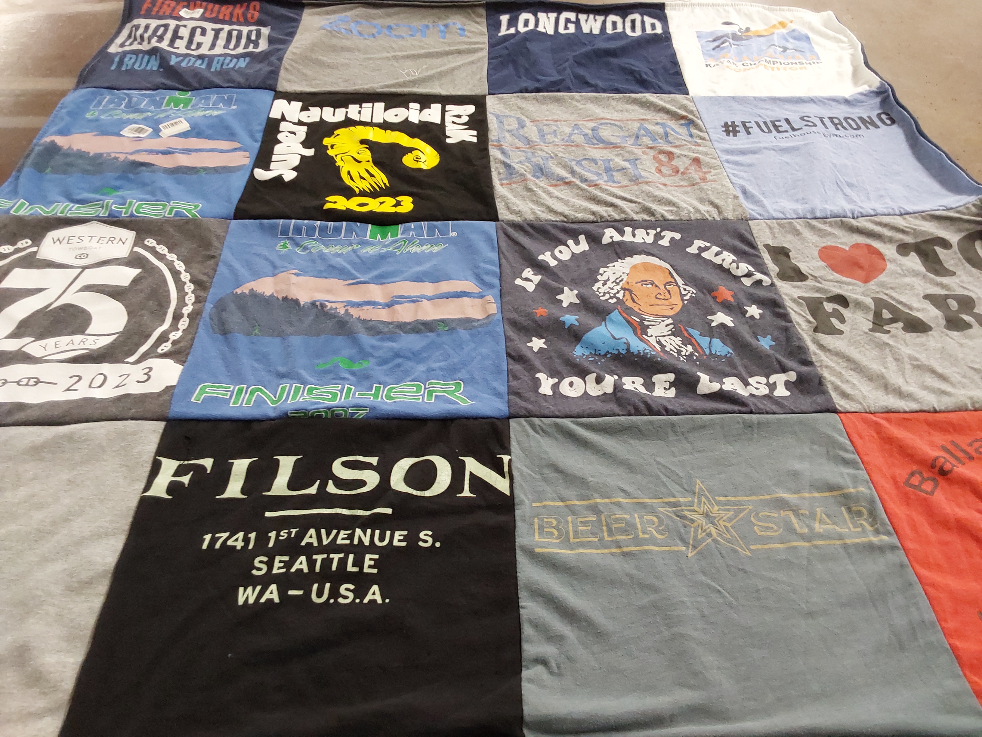 T-shirt quilt from longwood university by PEte from WA