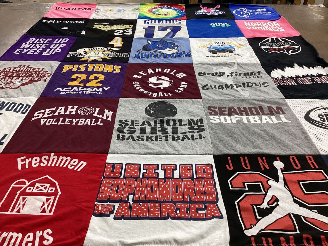 T-shirt quilt featuring seaholm volleyball, seaholm girls basketball by Elizabeth from MI