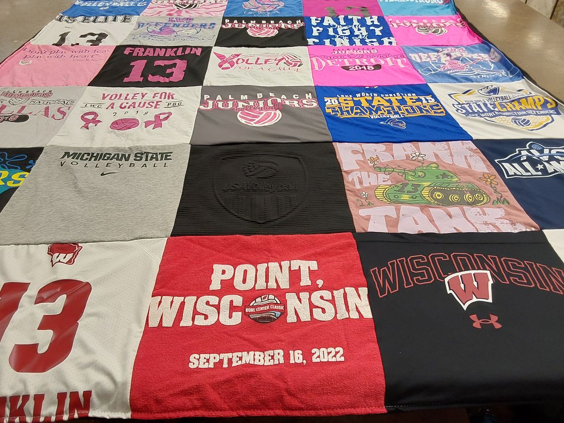 T-shirt quilt featuring franklin high school volleyball, palm beach juniors volleyball by Sarah from FL