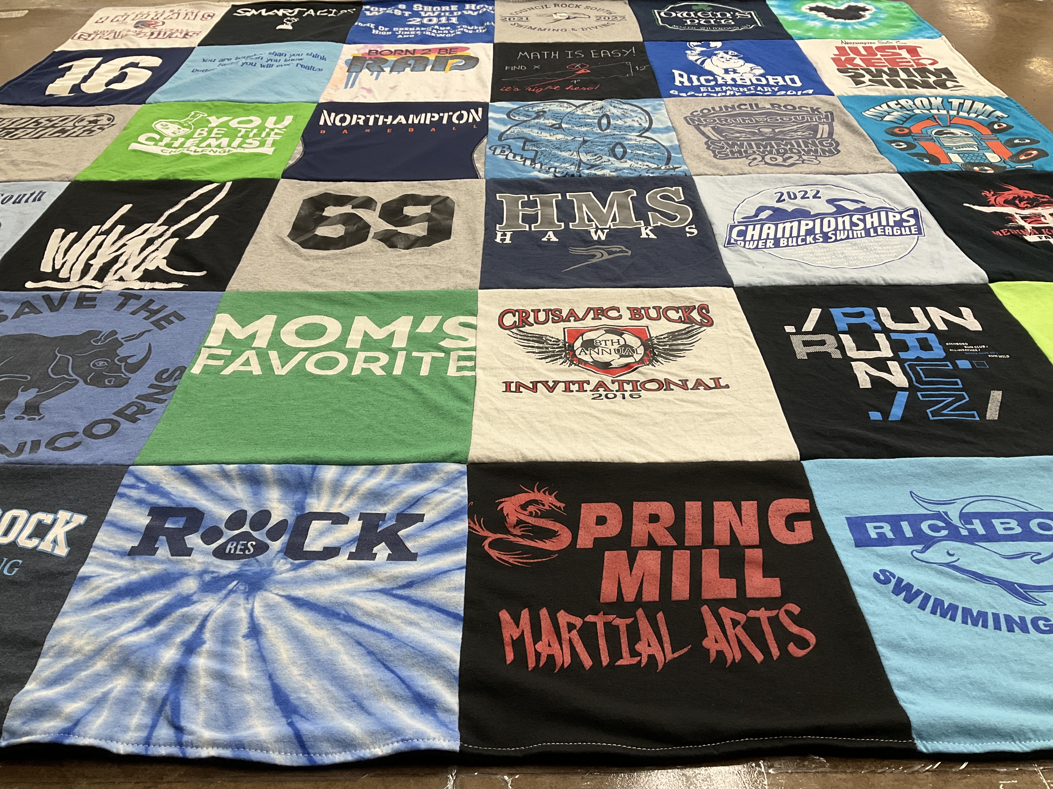 T-shirt quilt featuring council rock bucks swim team by Nicole from PA