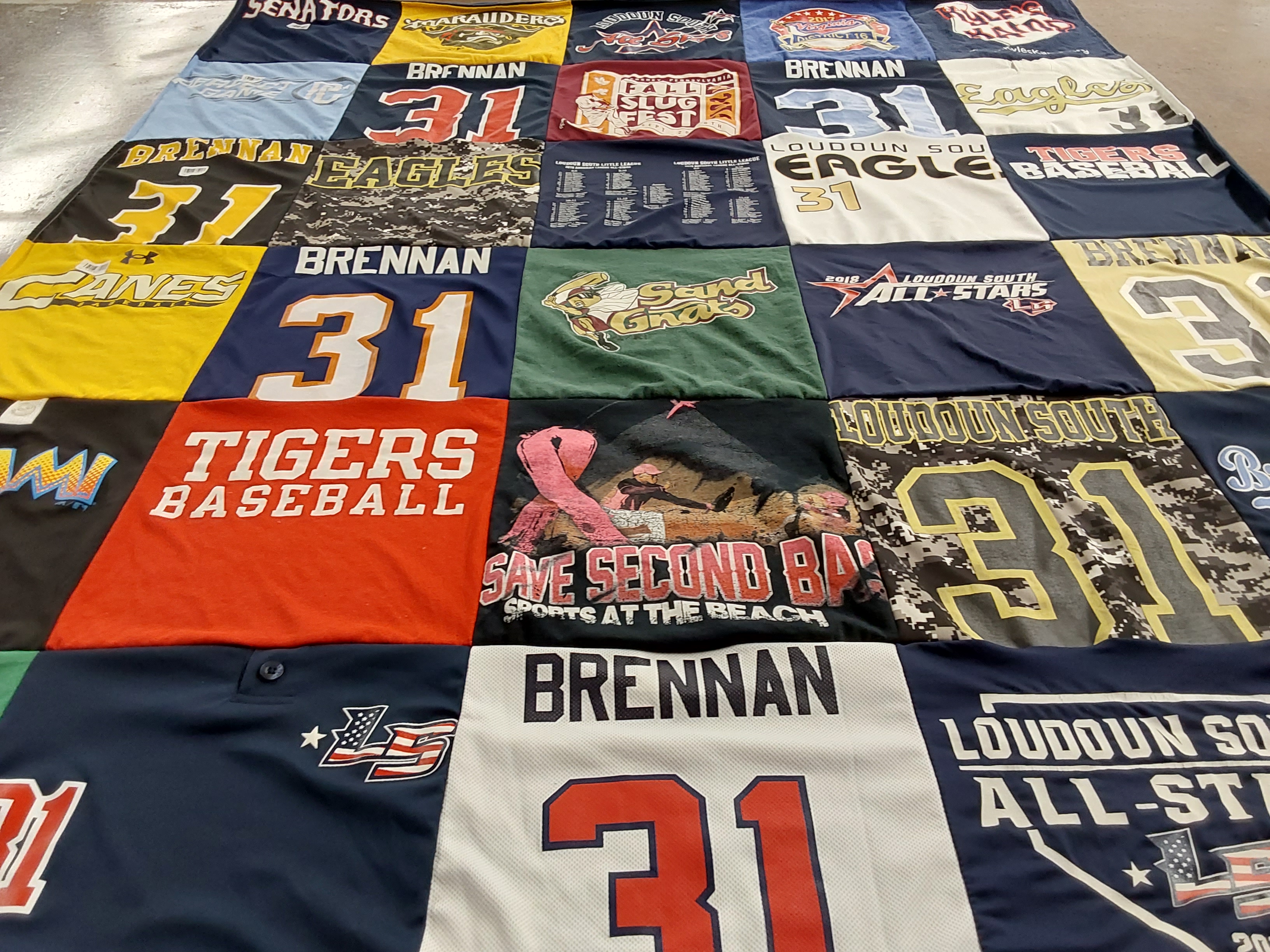 T-shirt quilt featuring tigers baseball, loudoun south all stars by Mary from VA