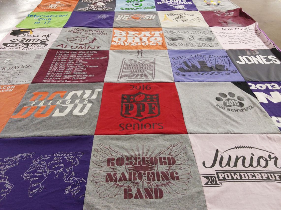 T-shirt quilt featuring rossford high school falcons by Natalie from OH