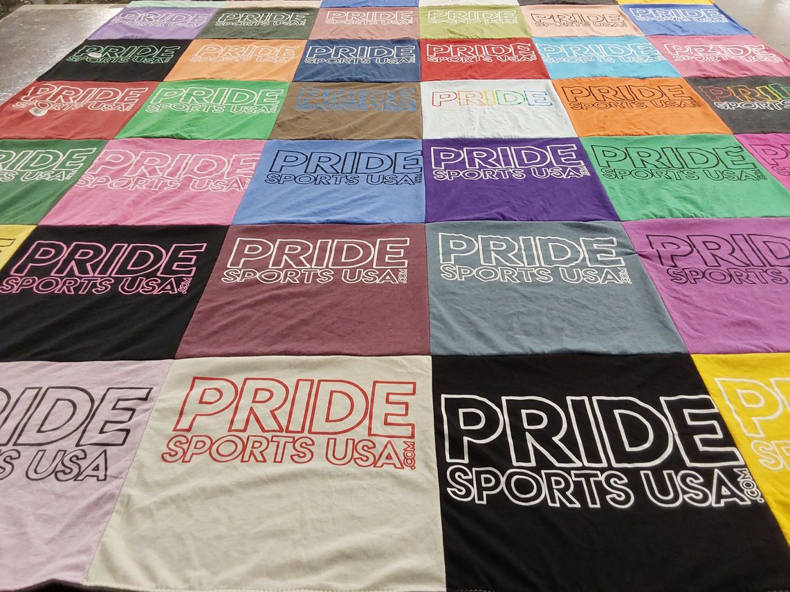 T-shirt quilt with sports, pride themes by Mark from FL