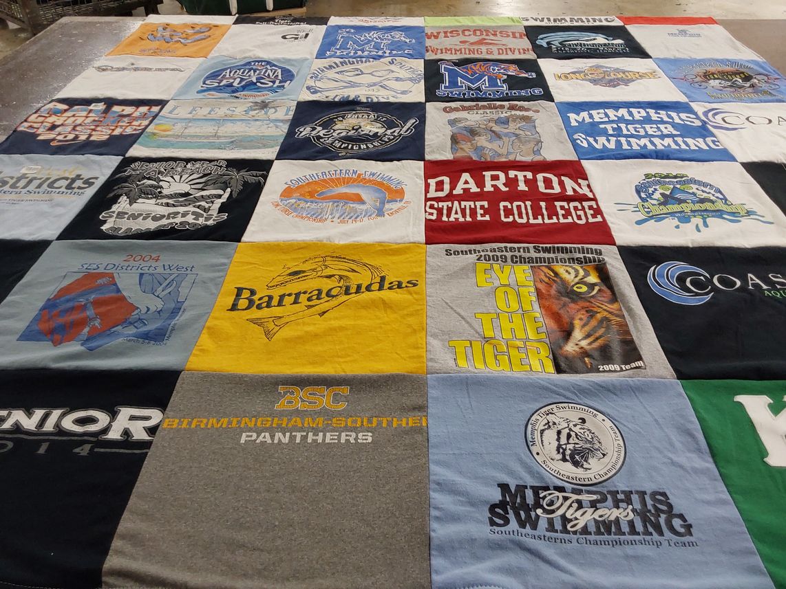 T-shirt quilt featuring birmingham-southern panthers, memphis tigers by Clara from FL