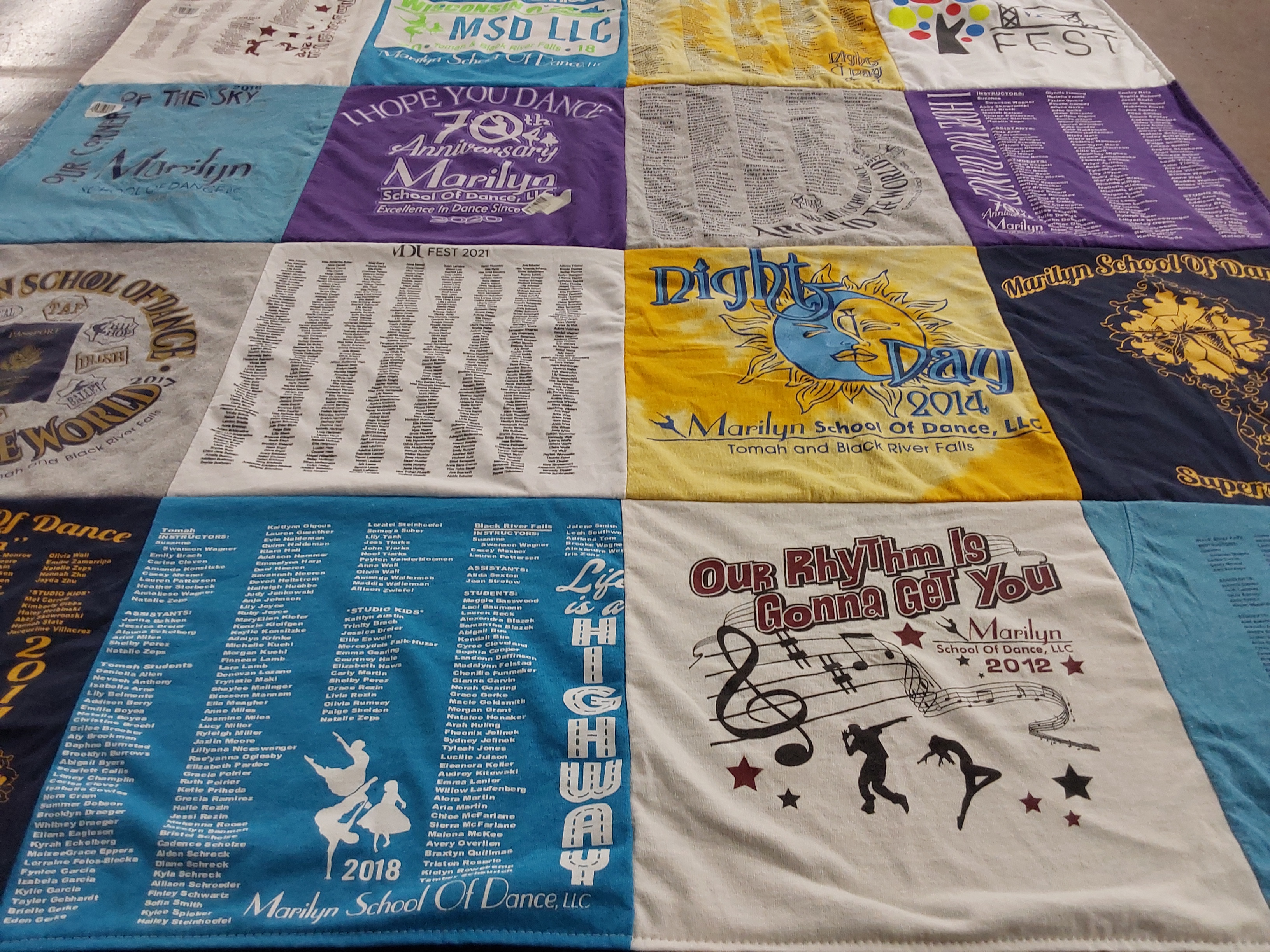 T-shirt quilt from marilyn school of dance llc by Mary from WI