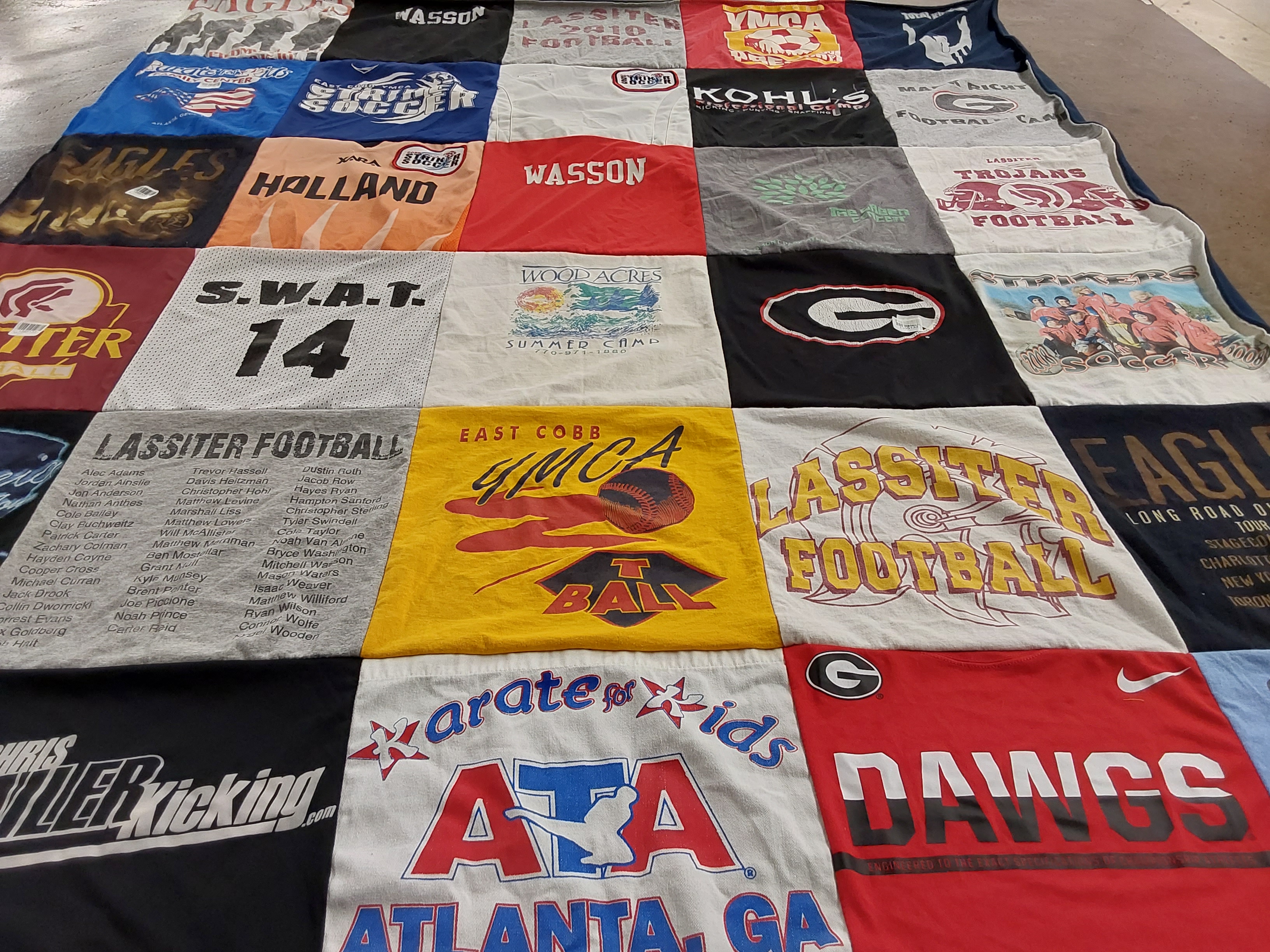 T-shirt quilt featuring lassiter trojans football by Alice from GA