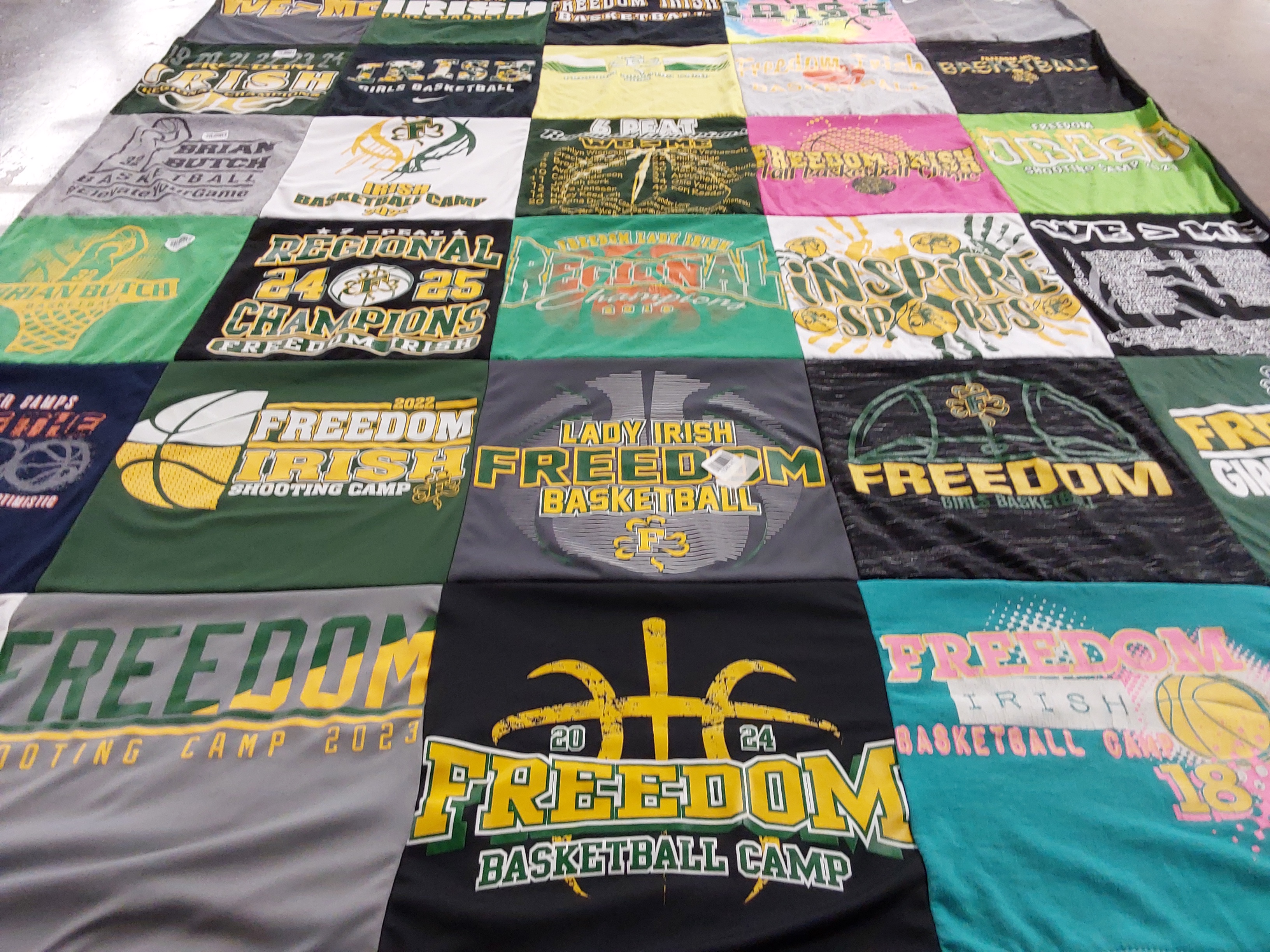 T-shirt quilt with basketball, sports themes by Dana from WI