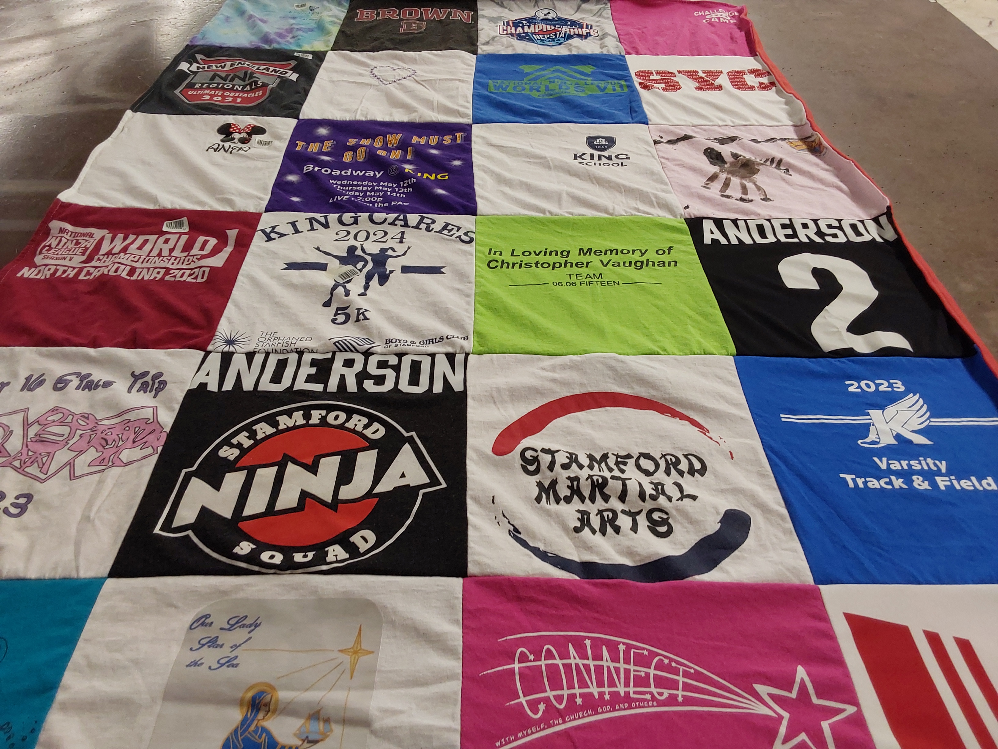 T-shirt quilt featuring varsity track and field team by valerie from CT
