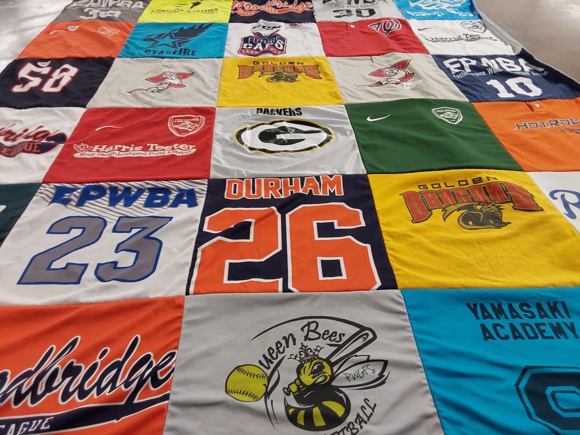 T-shirt quilt featuring durham softball, golden dragons by Julie from VA