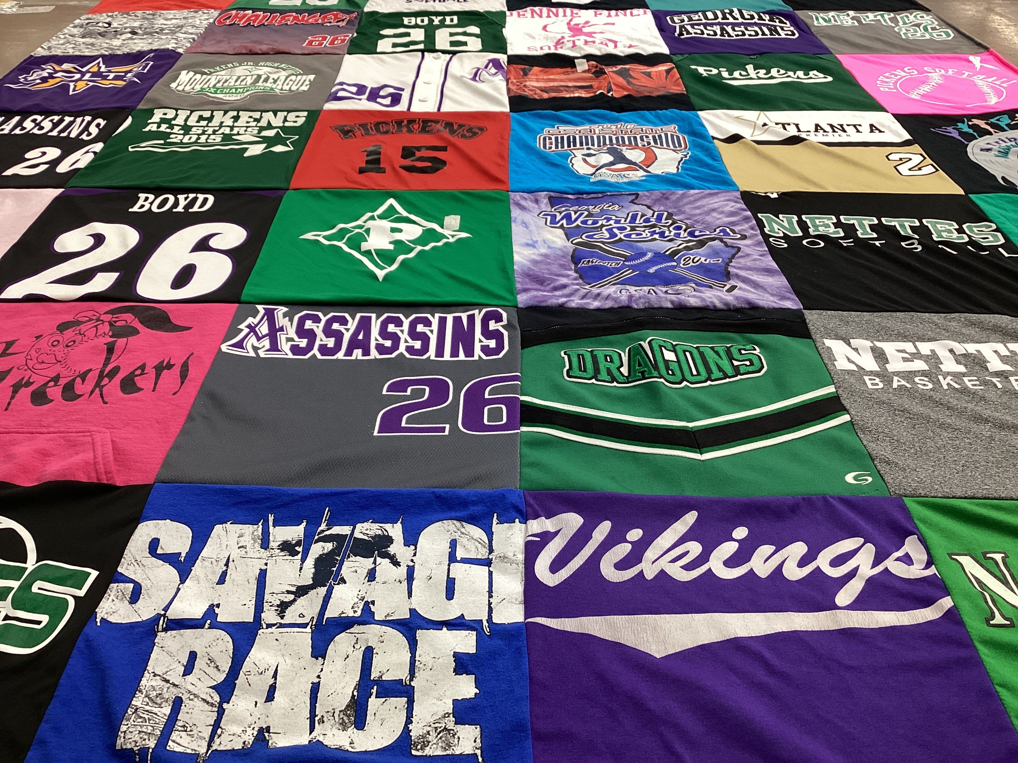 T-shirt quilt featuring georgia assassins, pickens all stars by Jeffrey from GA