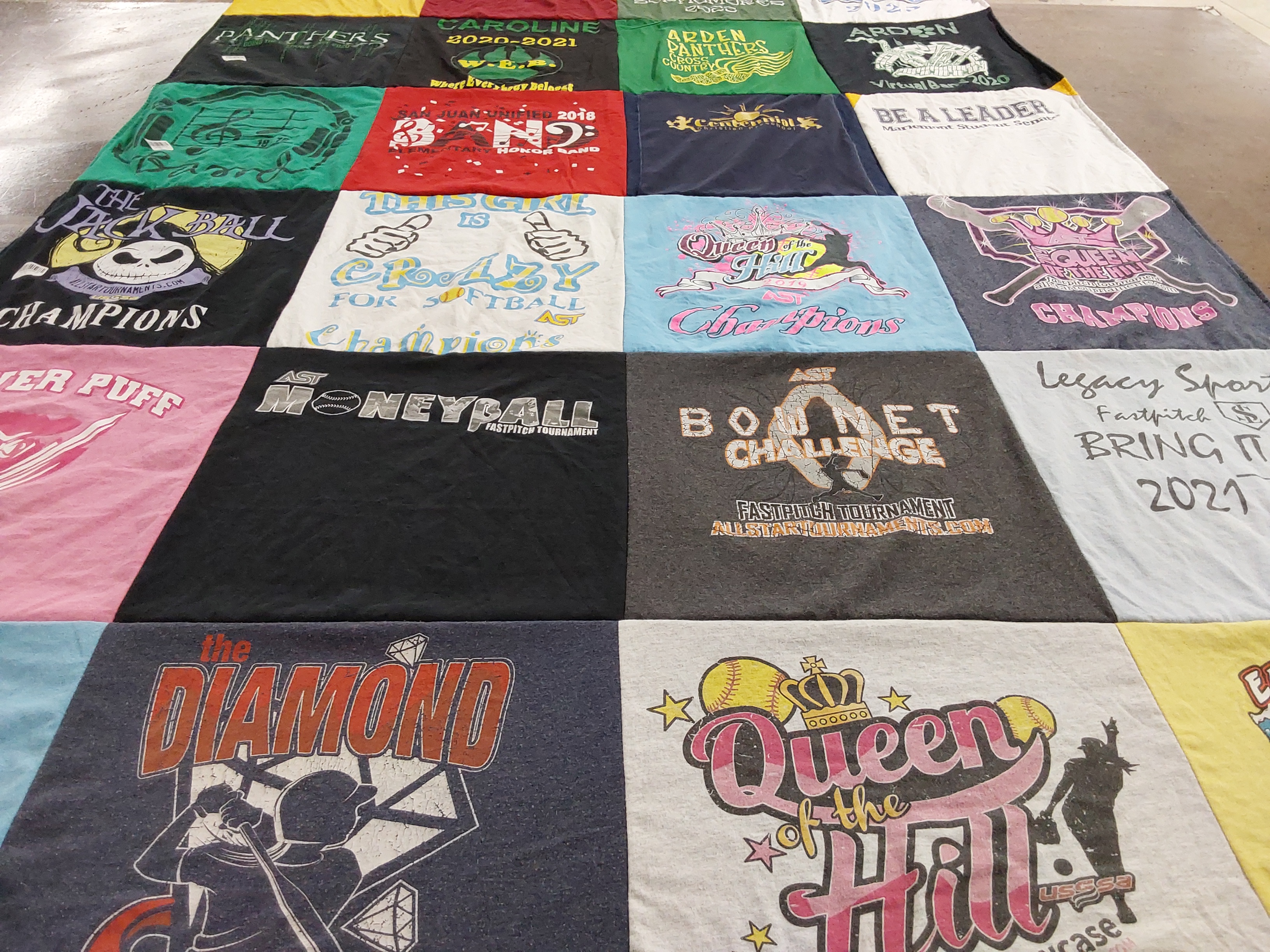T-shirt quilt featuring the jack ball champions, champions by SHEILA from CA