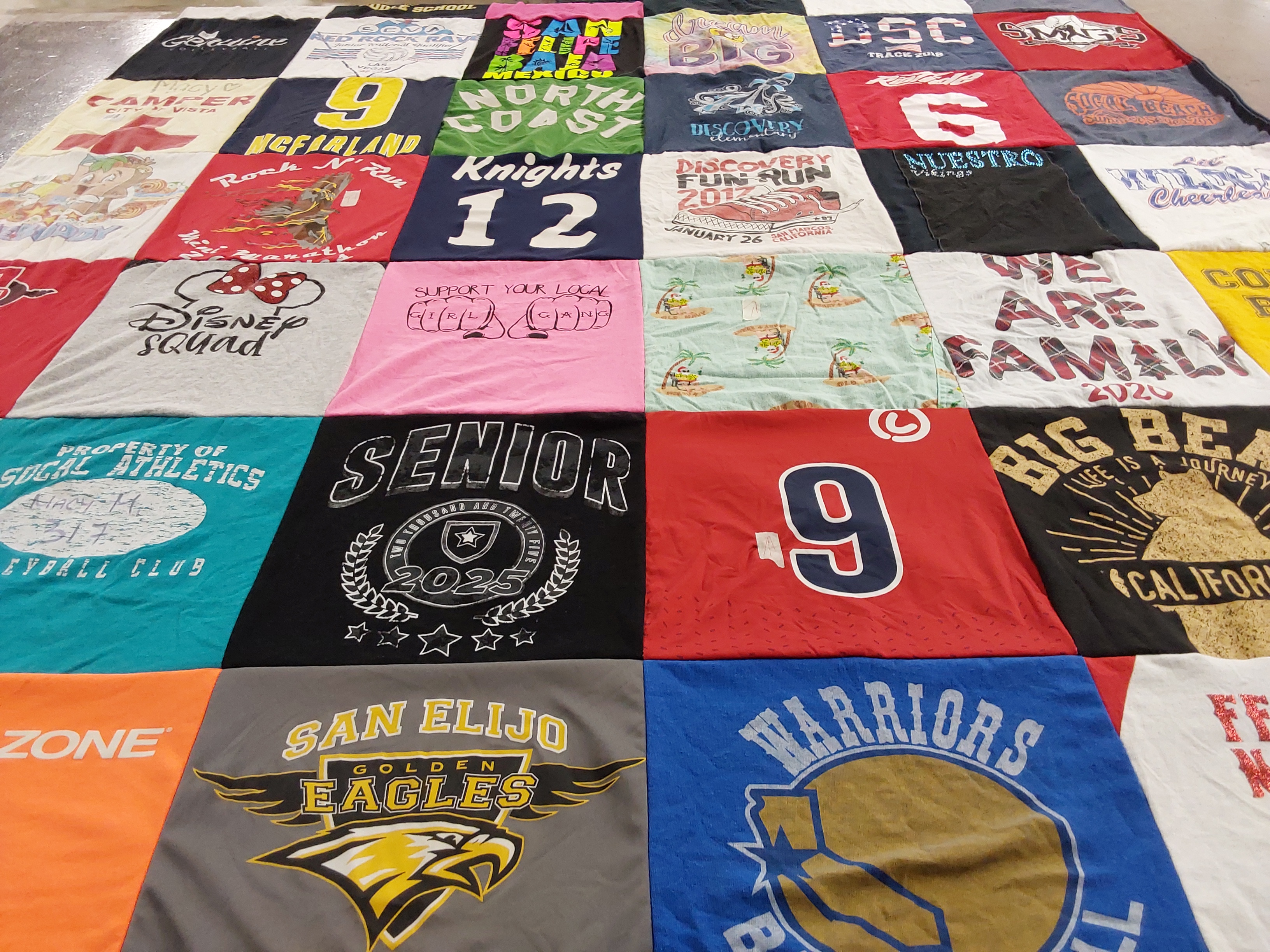 T-shirt quilt featuring san elijo golden eagles by Cassi from CA