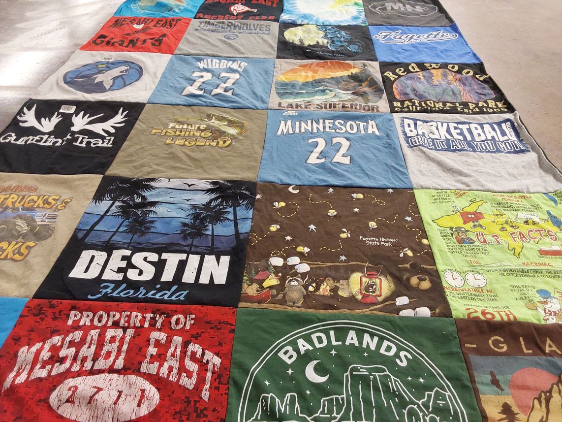 T-shirt quilt from mesabi east high school by Laurel from MN