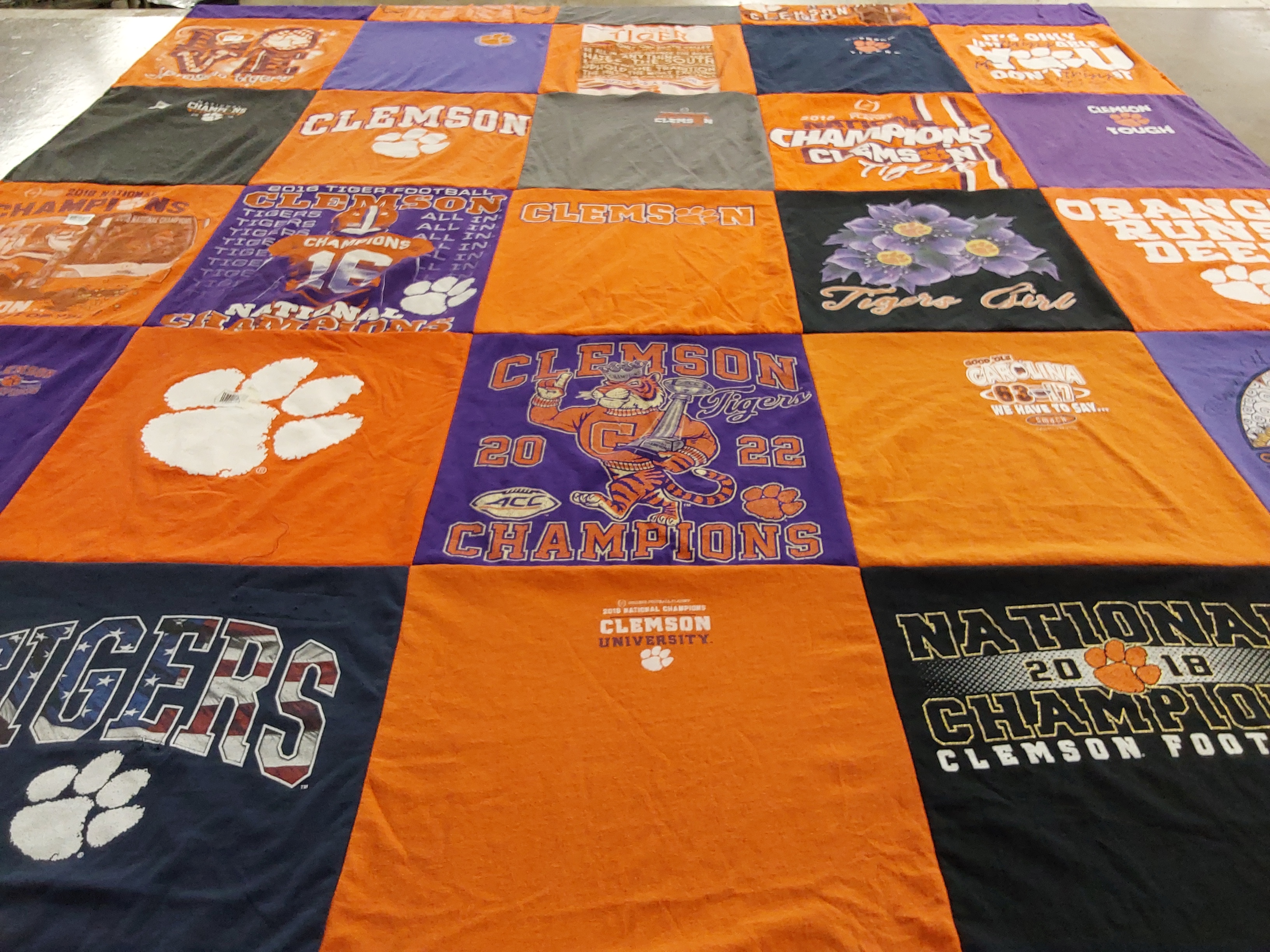 T-shirt quilt featuring clemson university tigers by Kathy from GA