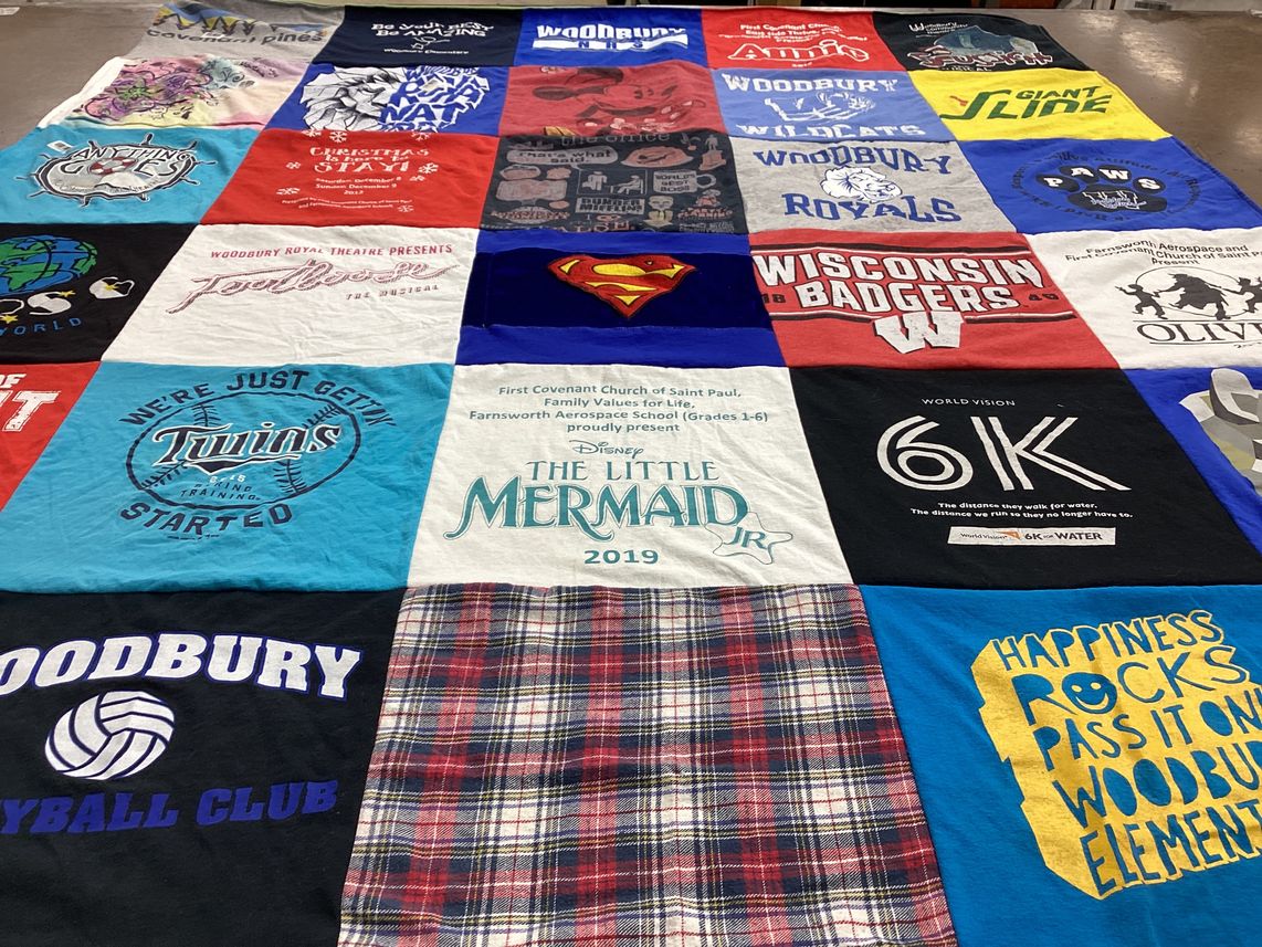 T-shirt quilt featuring wisconsin badgers, minnesota twins by Amy from MN