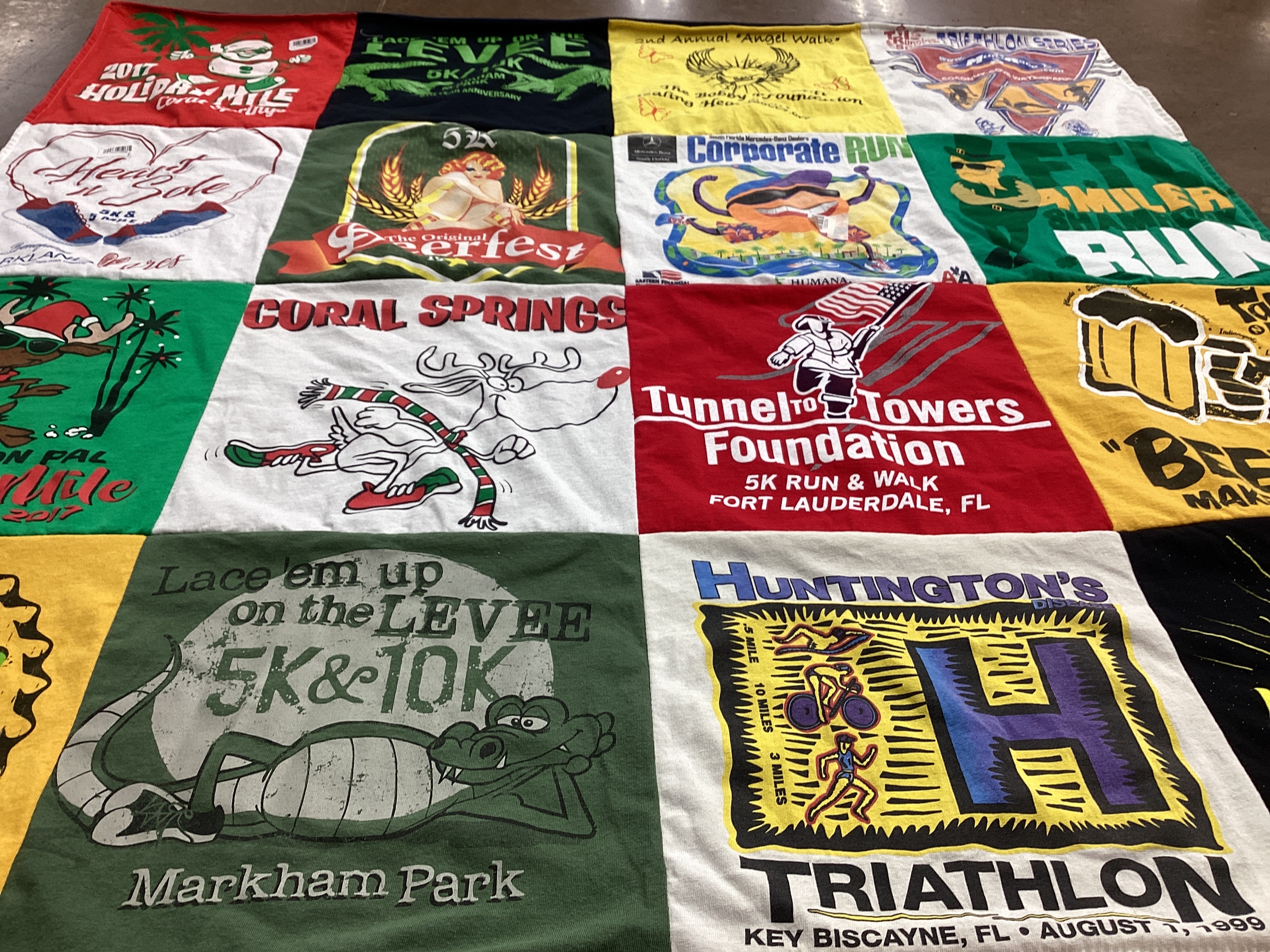 T-shirt quilt with running, charity events themes by ANDREA from FL