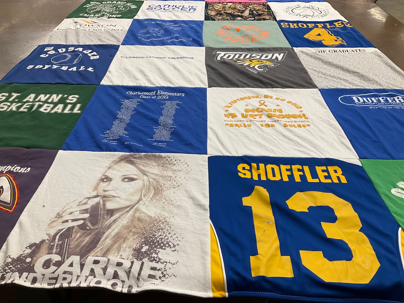 T-shirt quilt featuring st ann's basketball, charles county champions by Jillian from NJ