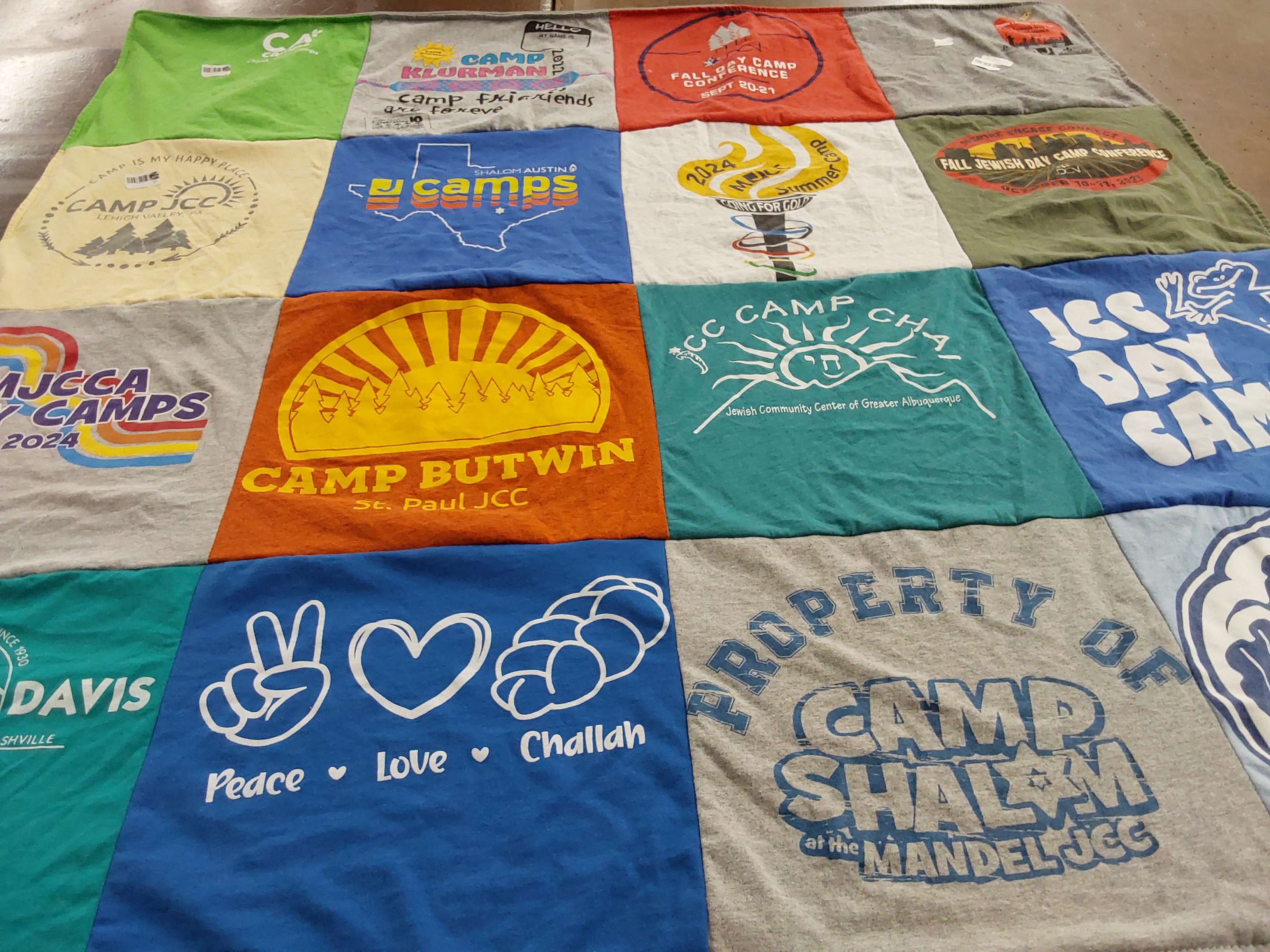 T-shirt quilt with camps, jewish culture themes by Aaron from NJ
