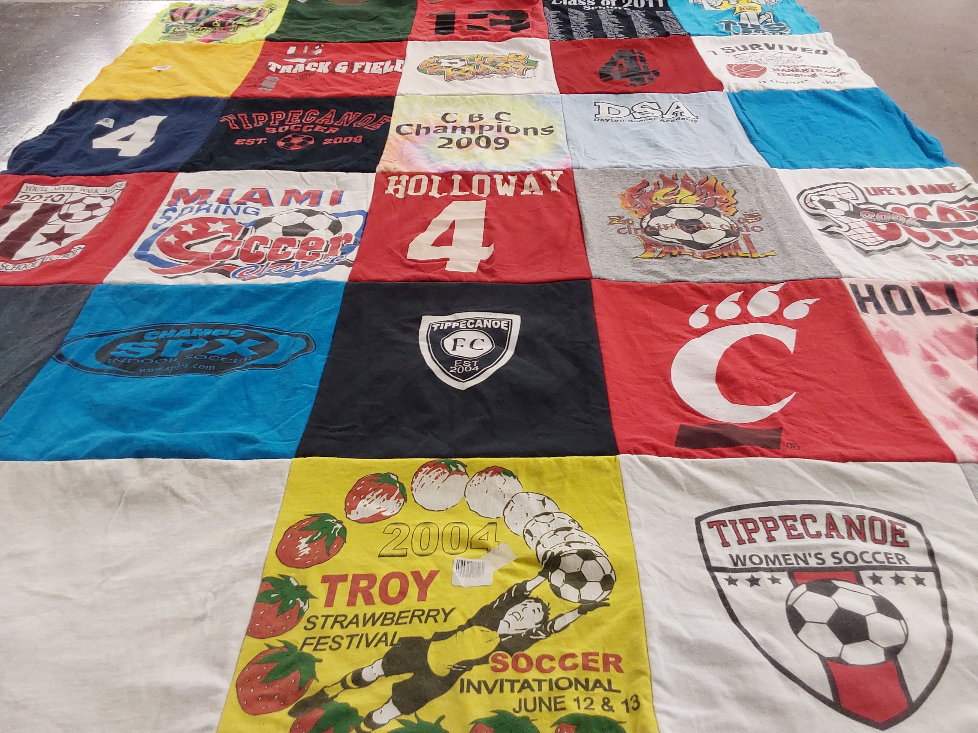 T-shirt quilt featuring tippecanoe soccer by Fawn from OH