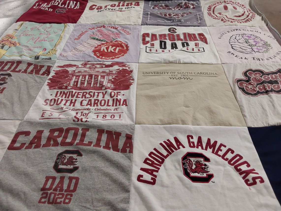 T-shirt quilt featuring university of south carolina gamecocks by Michele from MO