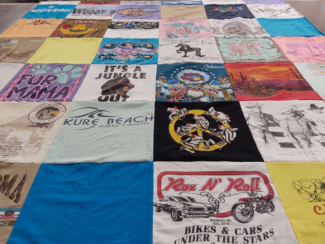 T-shirt quilt with animals, nature themes by Tricia from NC