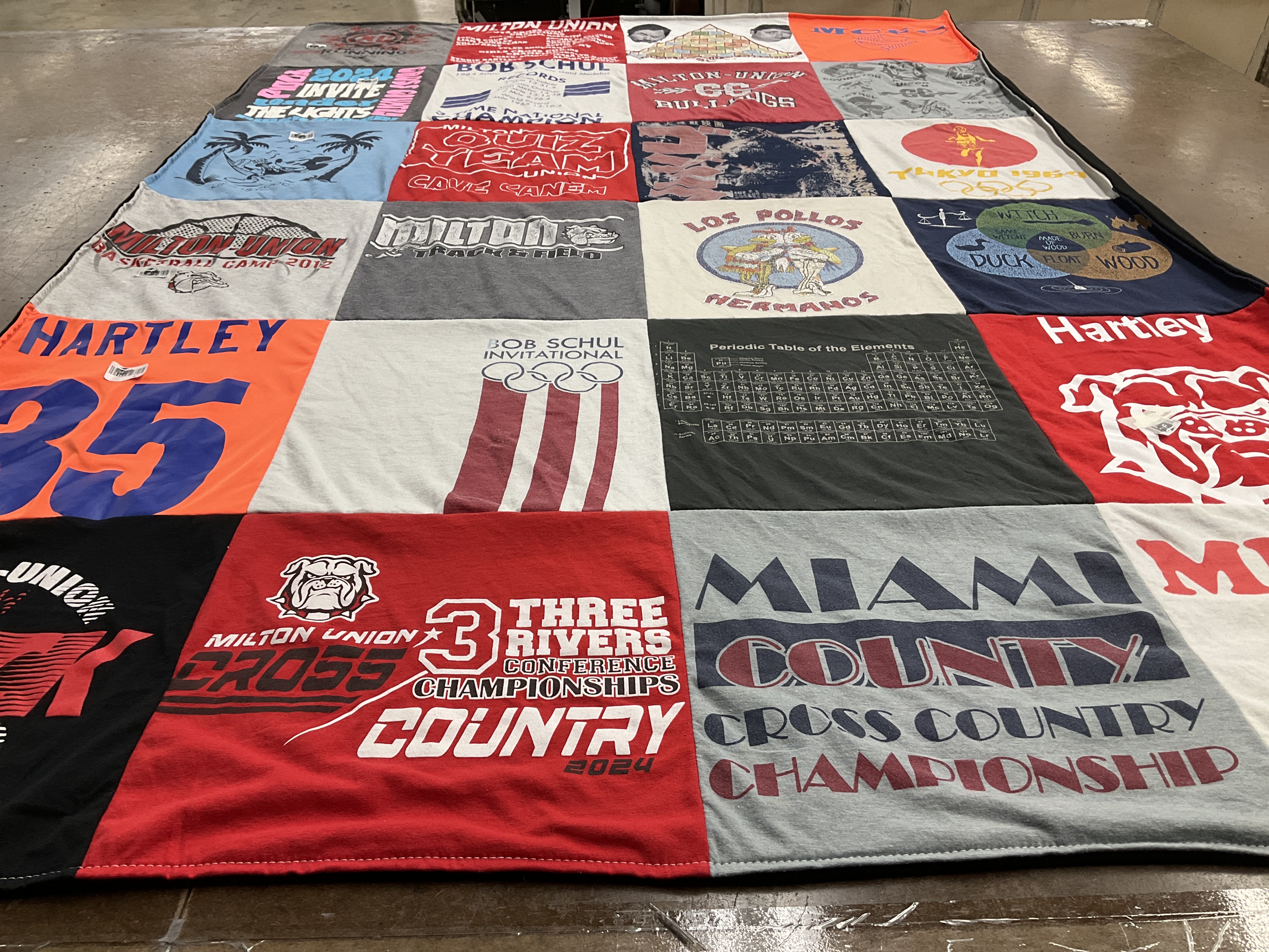 T-shirt quilt featuring milton union cross country team by Katherine from OH