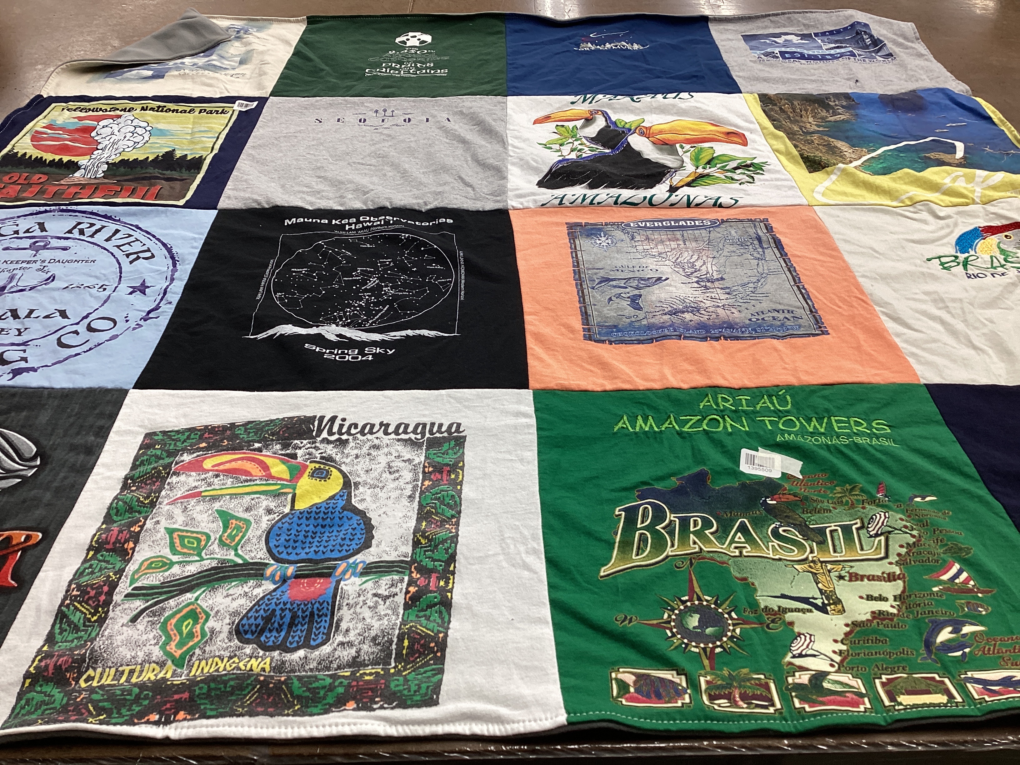 T-shirt quilt with travel, nature themes by Linda from CO