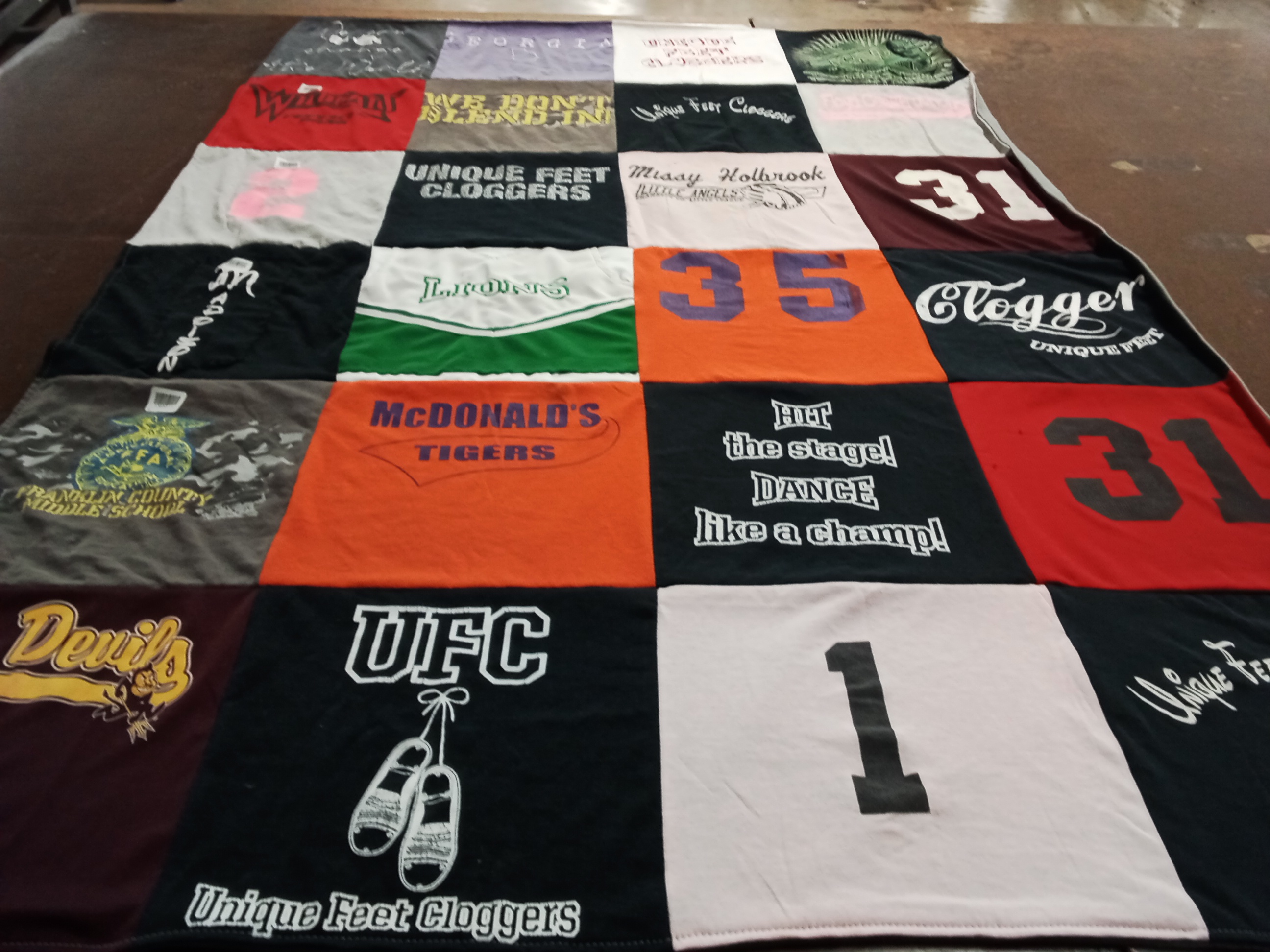 T-shirt quilt from fraquilla county high school by Beverly from GA