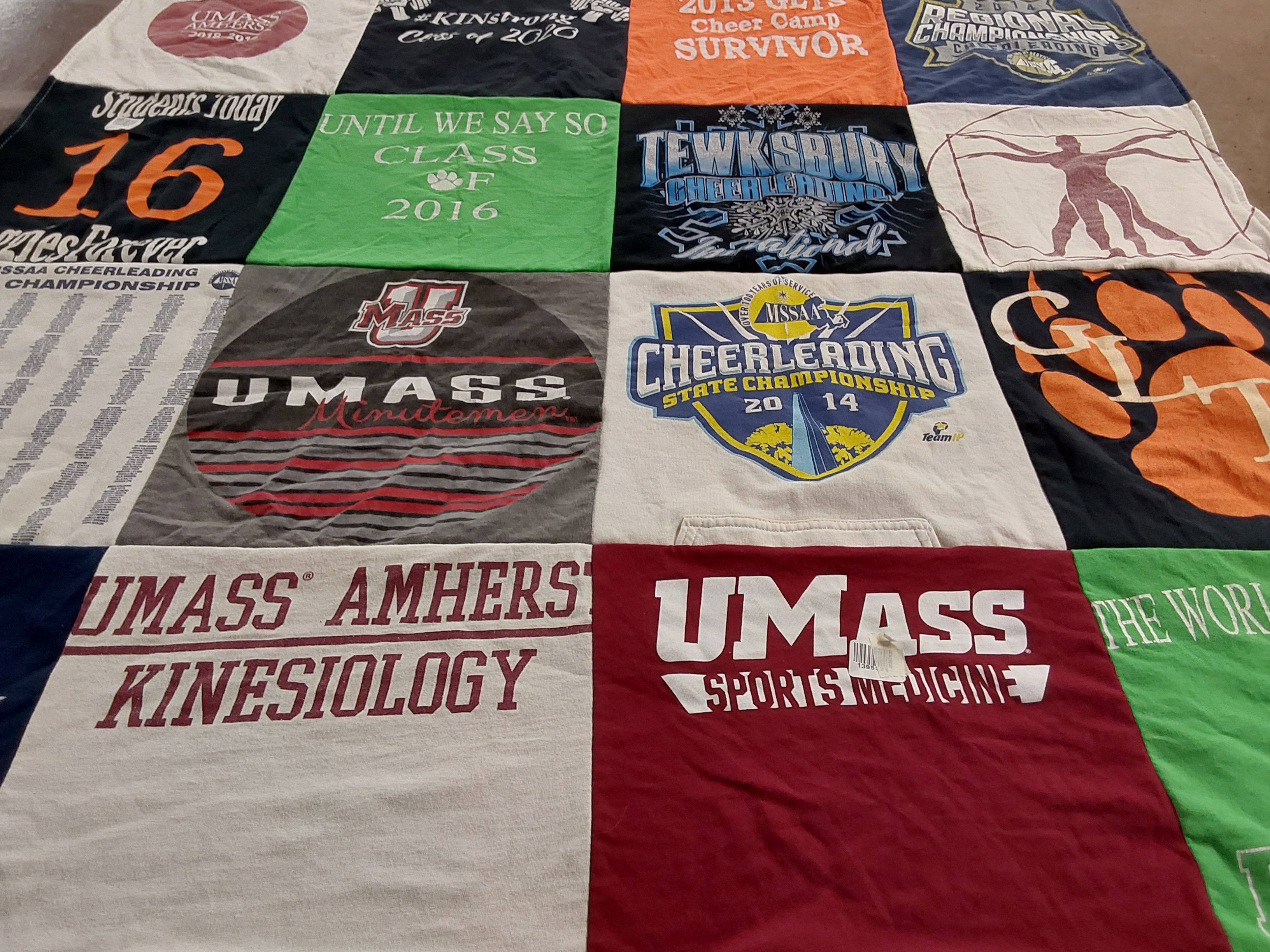 T-shirt quilt from umass amherst university by Victoria from MA