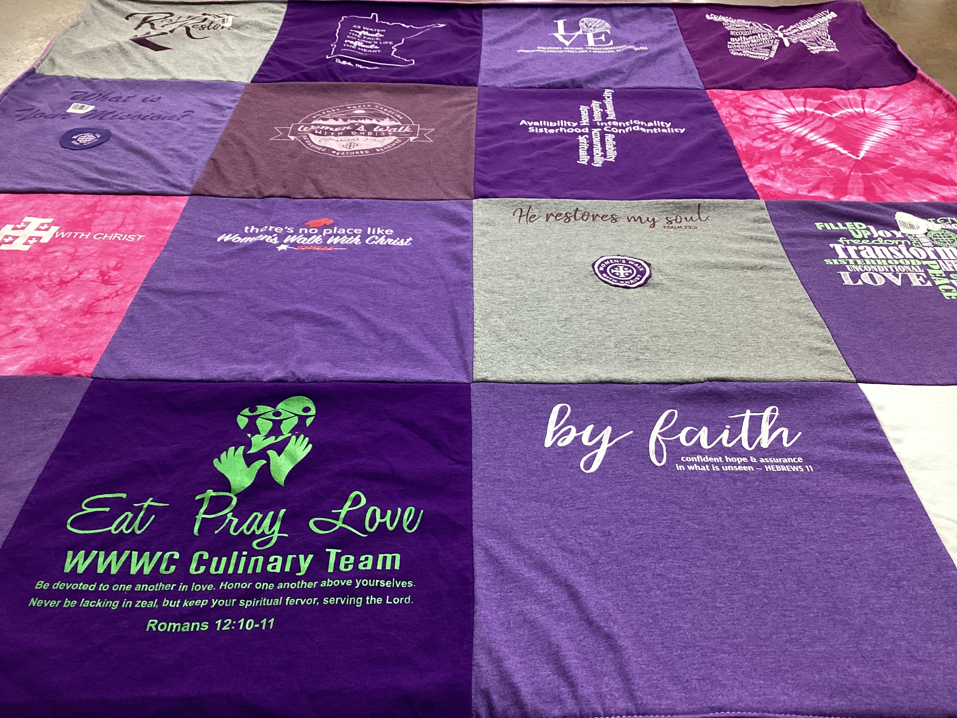 T-shirt quilt with food, cooking themes by Claudia from PA