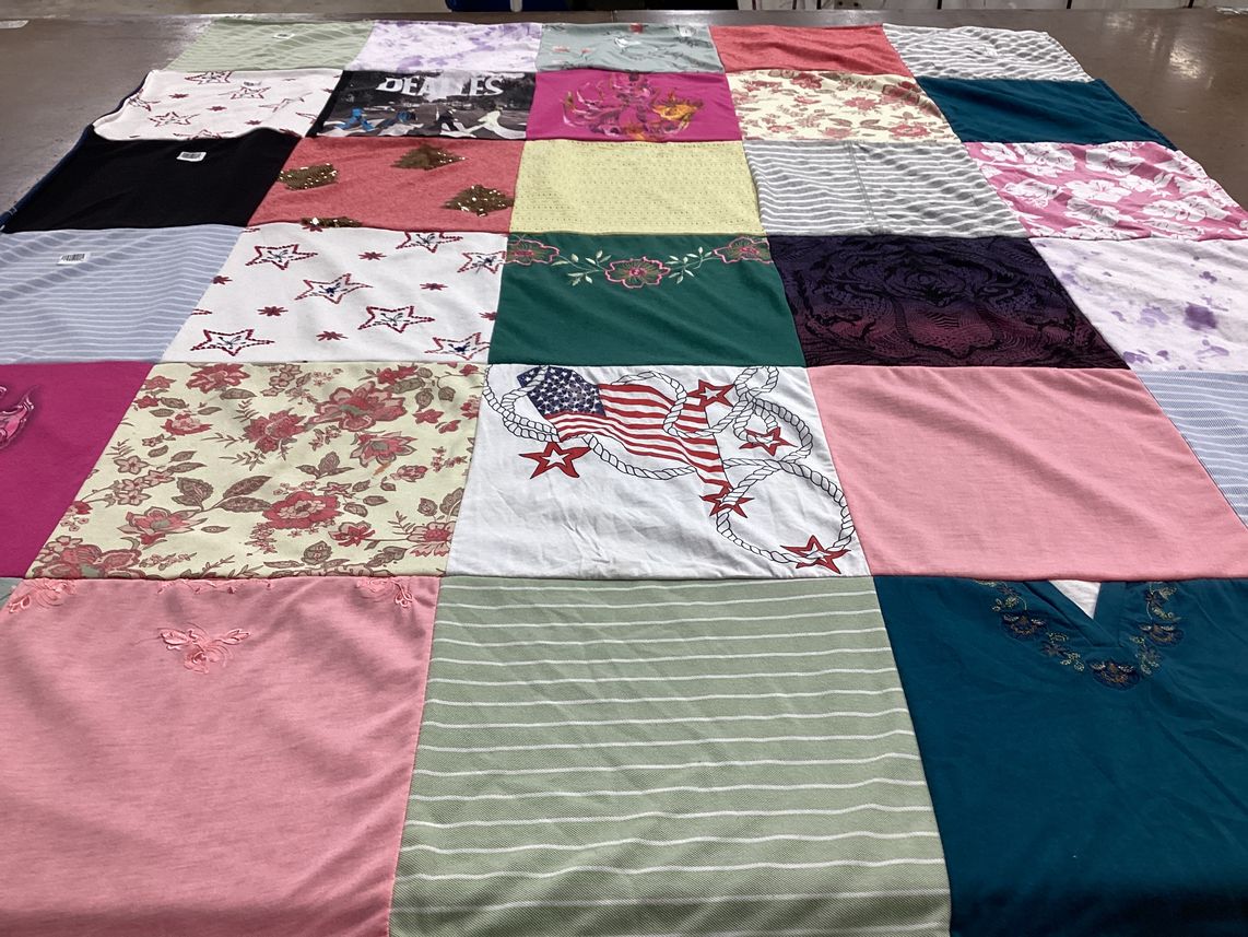 T-shirt quilt with fashion, crafting themes by Victoria from NY
