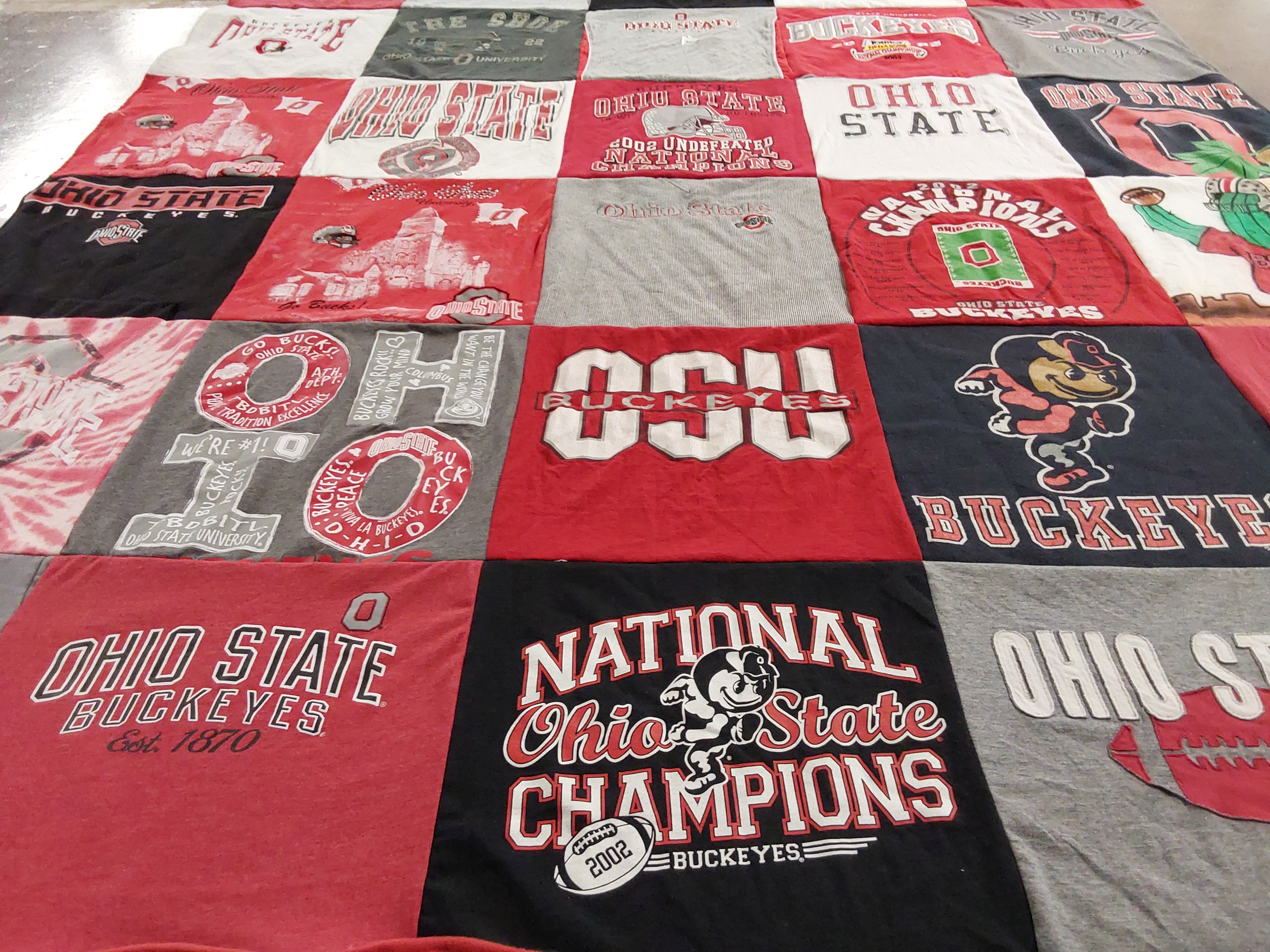 T-shirt quilt featuring ohio state buckeyes by Amber from GA