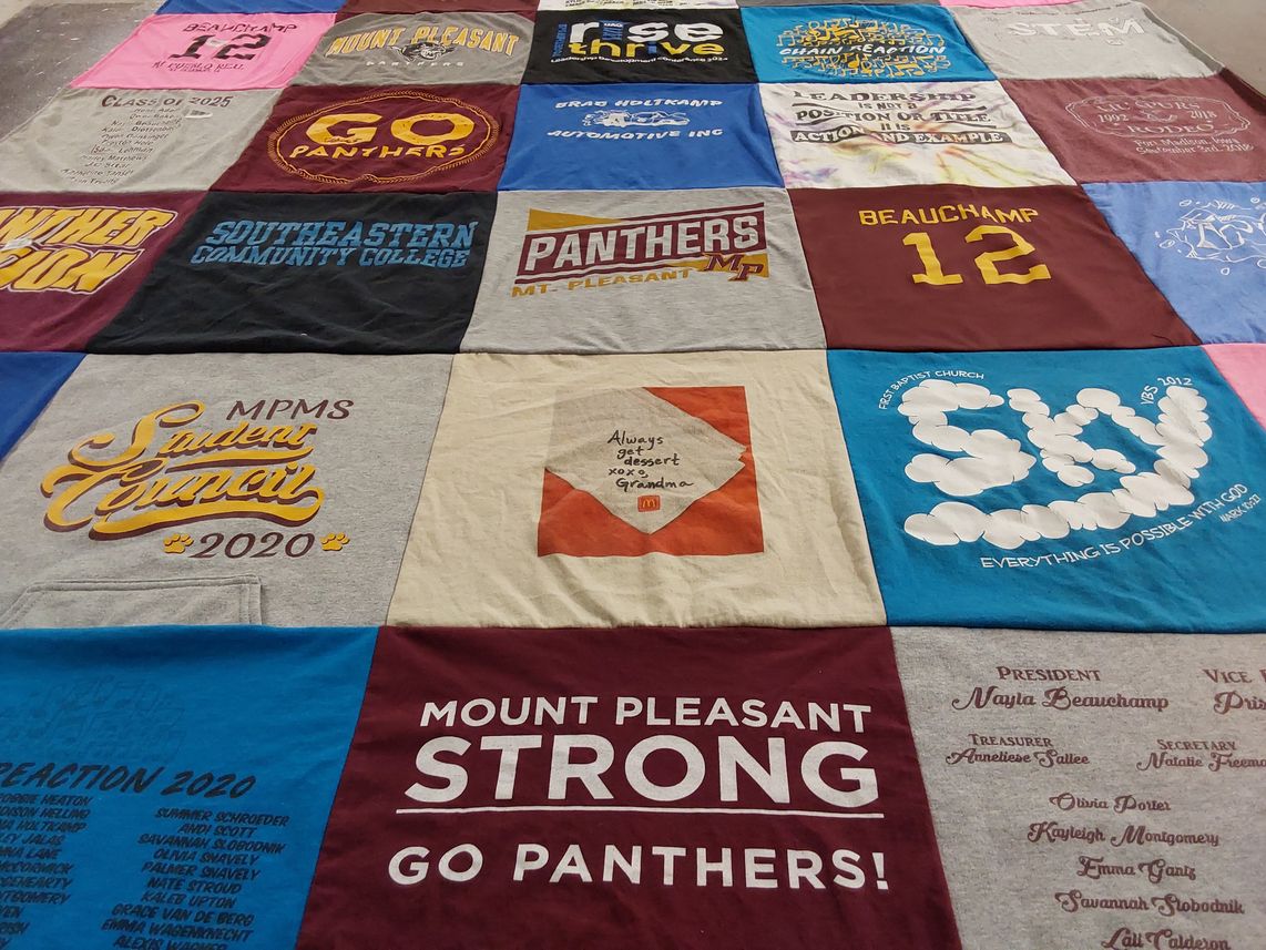 T-shirt quilt featuring mount pleasant panthers by Amanda from IA