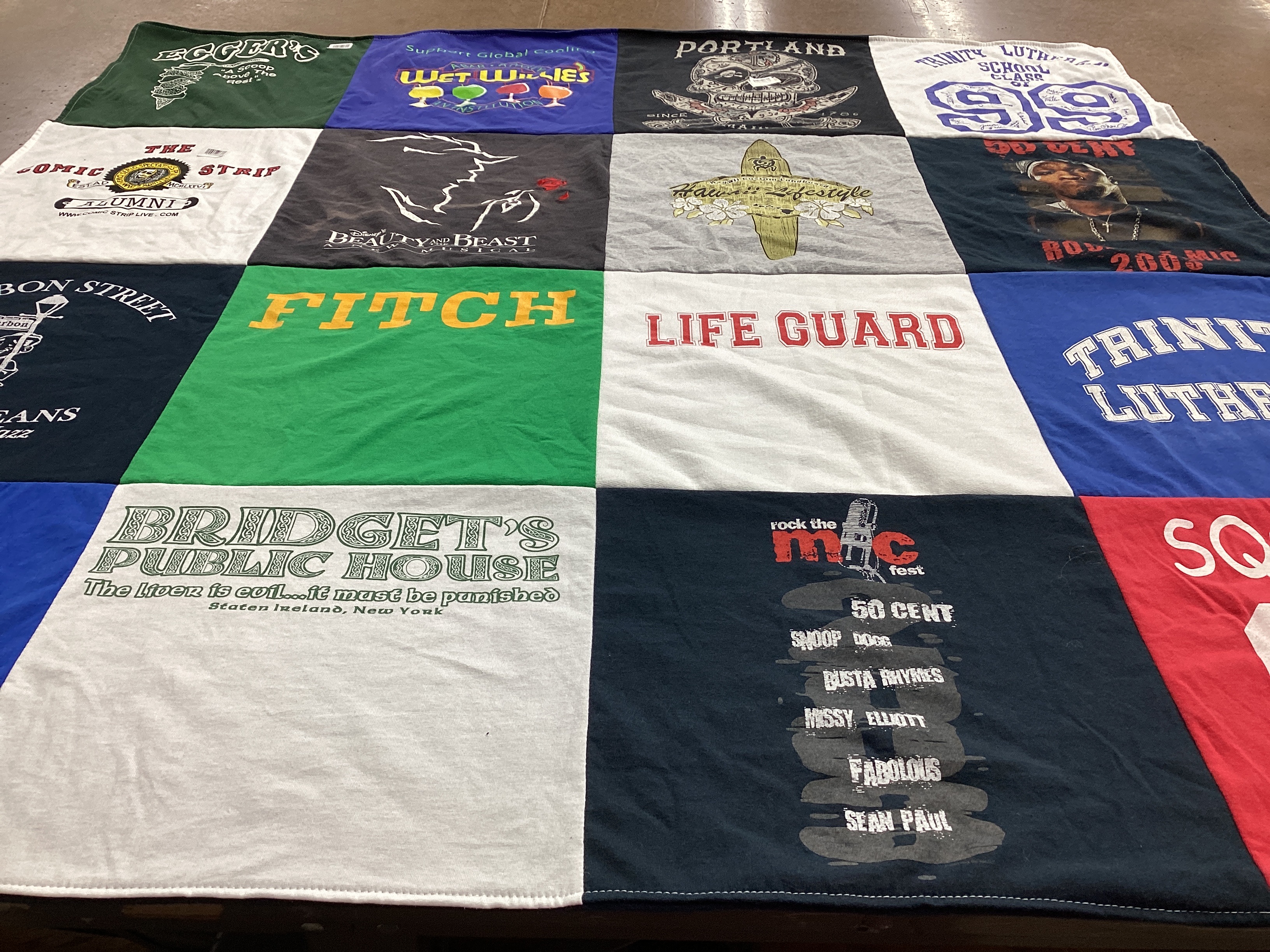 T-shirt quilt from trinity lutheran university by Marion from NY