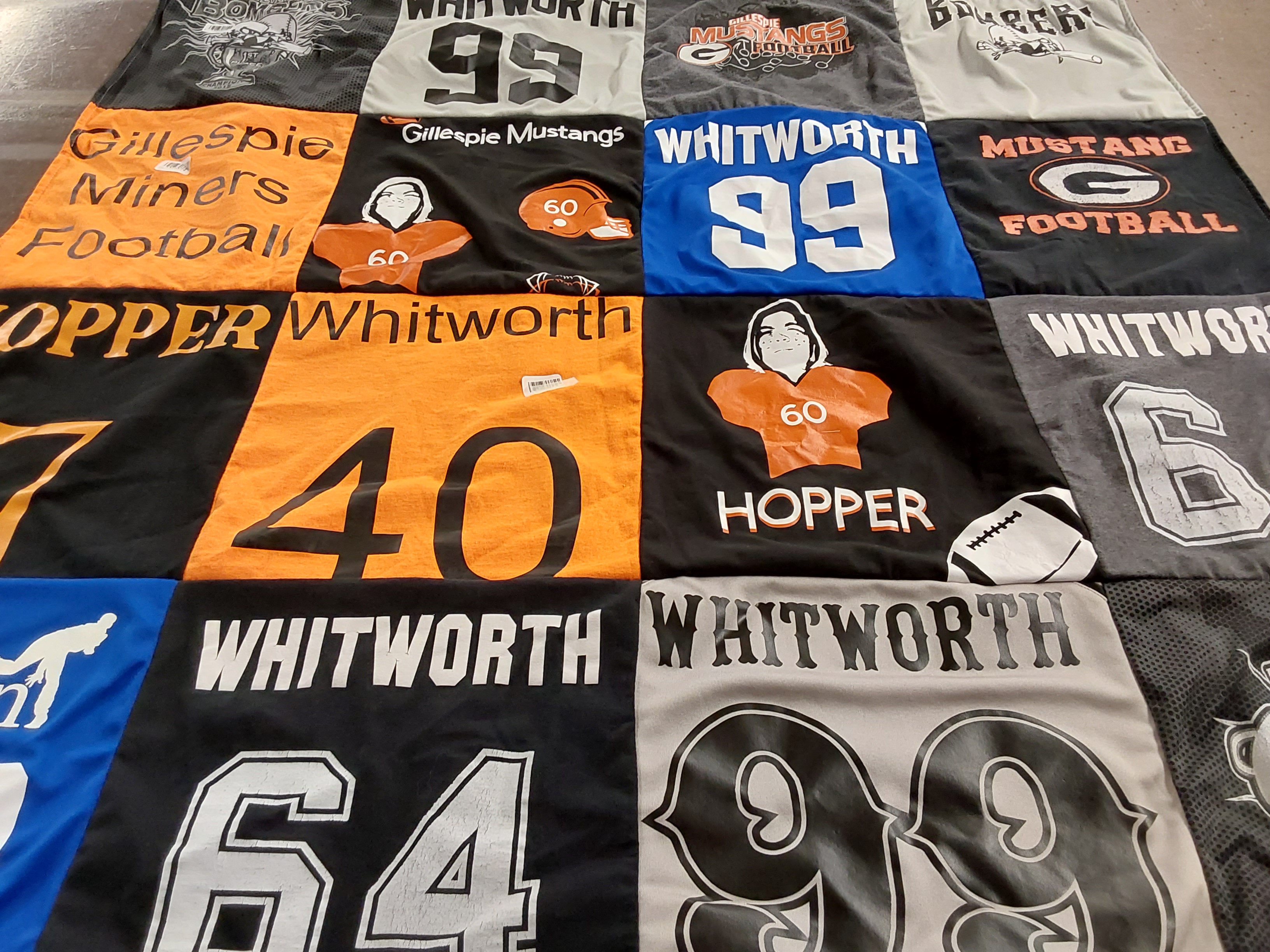 T-shirt quilt featuring gillespie mustangs football by Crystal from IL