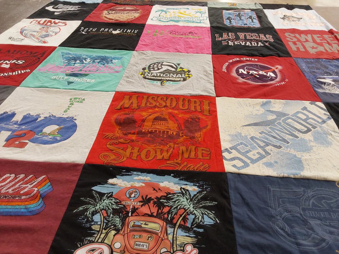 T-shirt quilt with pro wrestling, theme parks themes by SHELLEY from OK