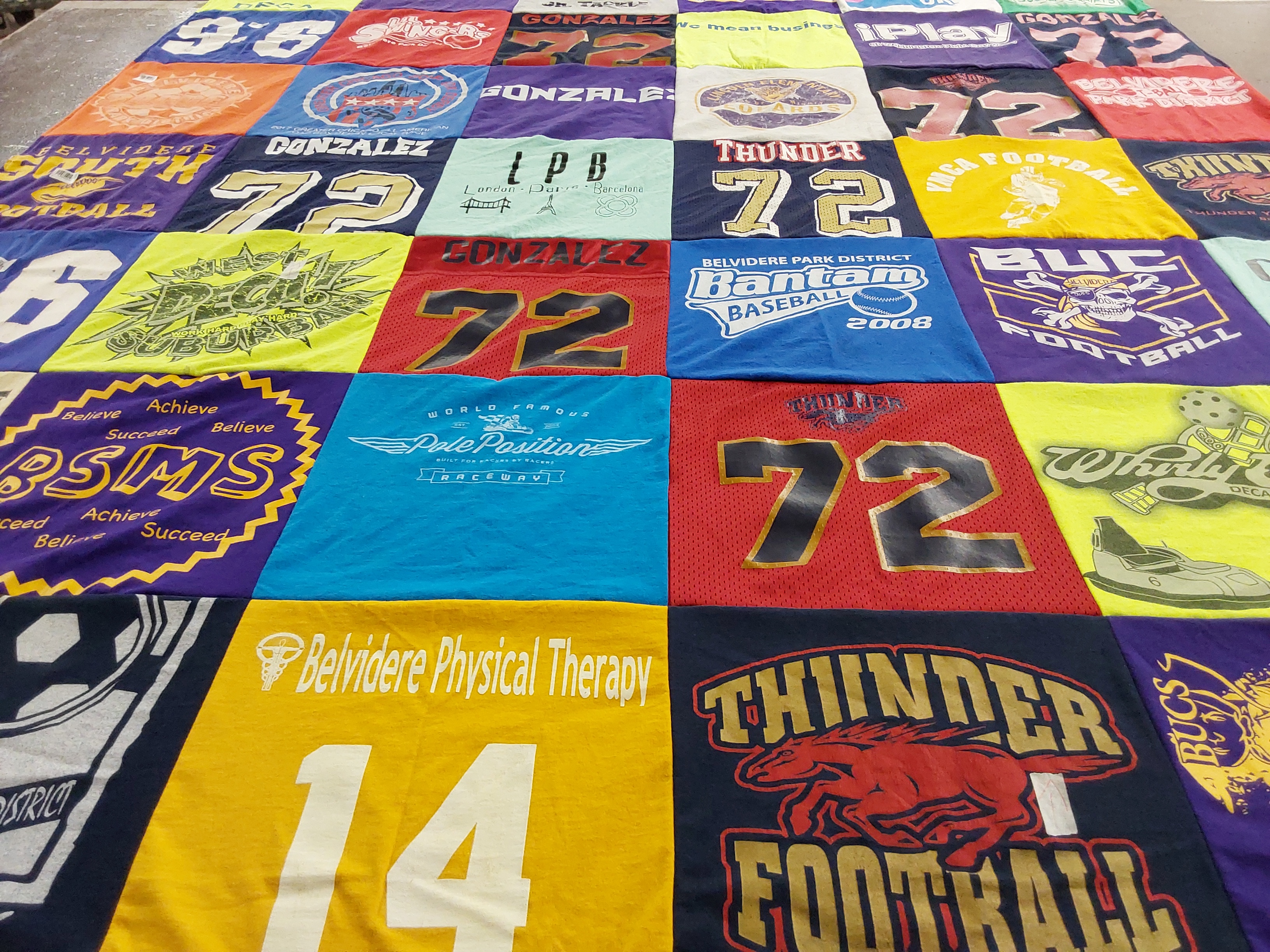 T-shirt quilt featuring belvidere thunder football by Michele from IL