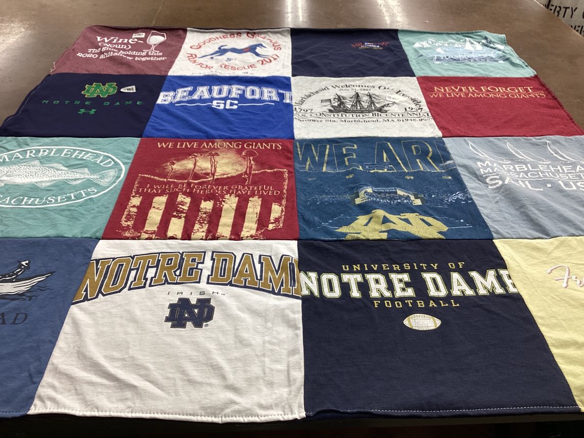 T-shirt quilt featuring university of notre dame football by Melissa from MA