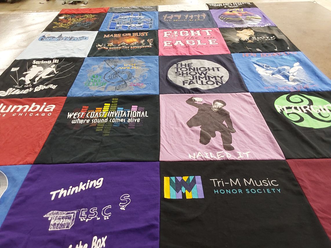T-shirt quilt with music, television themes by Linda from FL