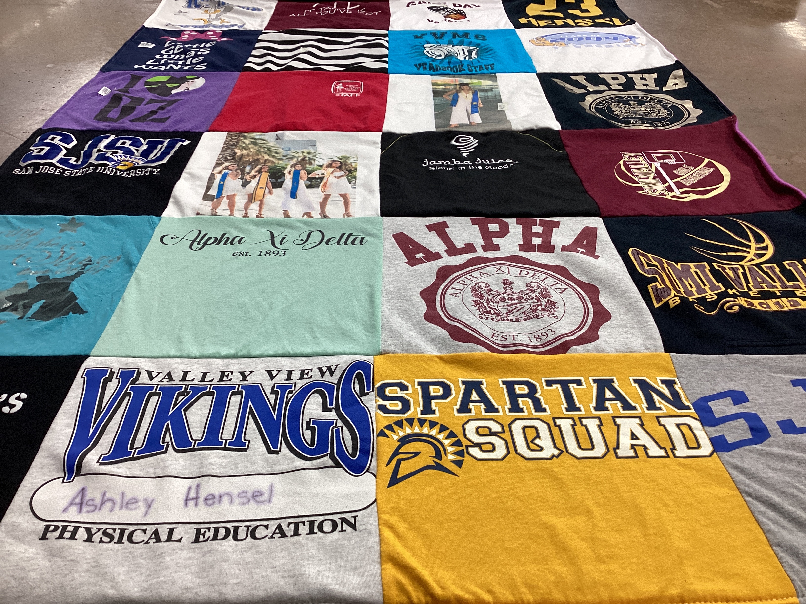 T-shirt quilt featuring valley view vikings, sjsu by Alisa from CA