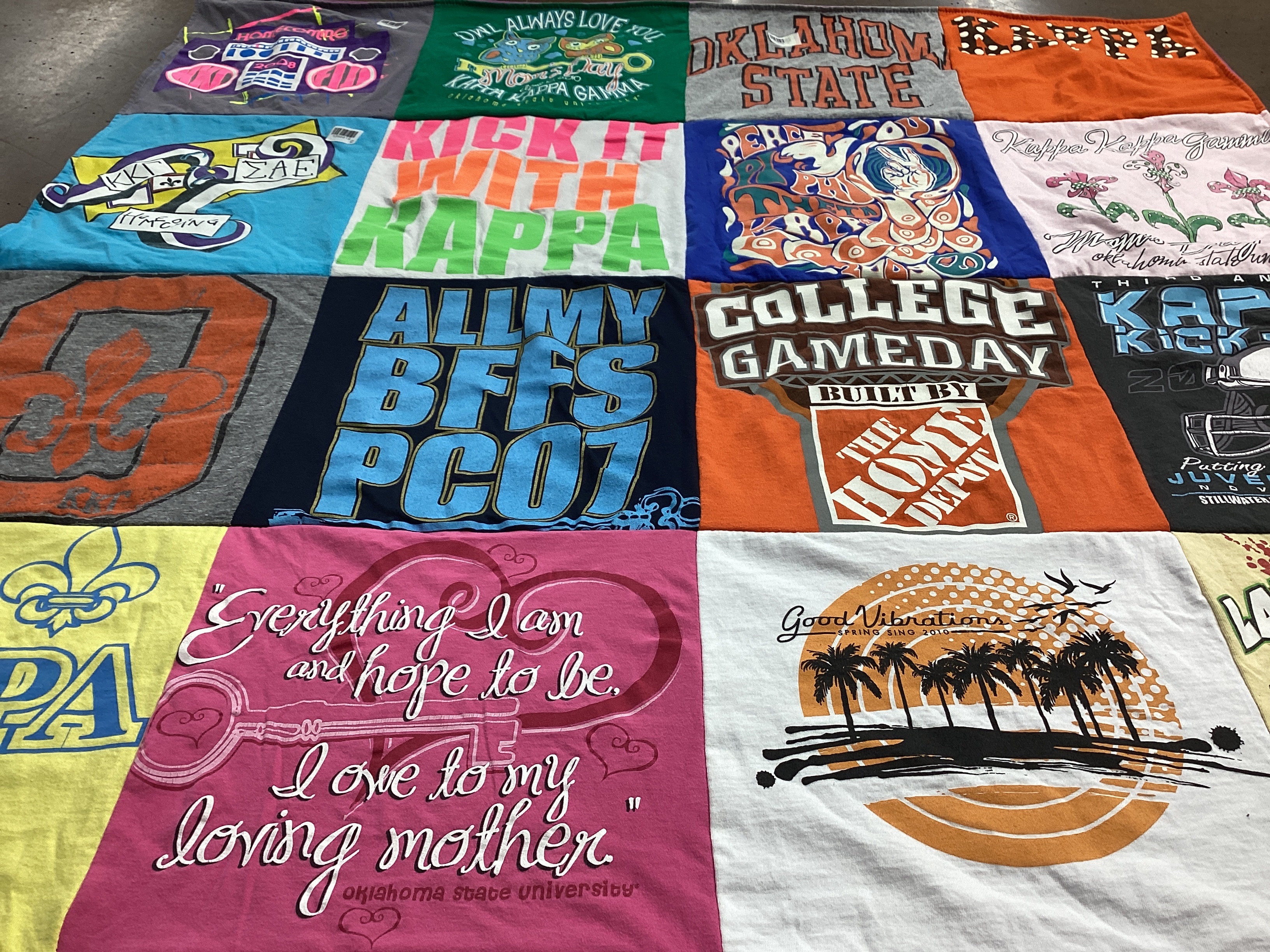 T-shirt quilt from oklahoma state university by Cynthia from CO