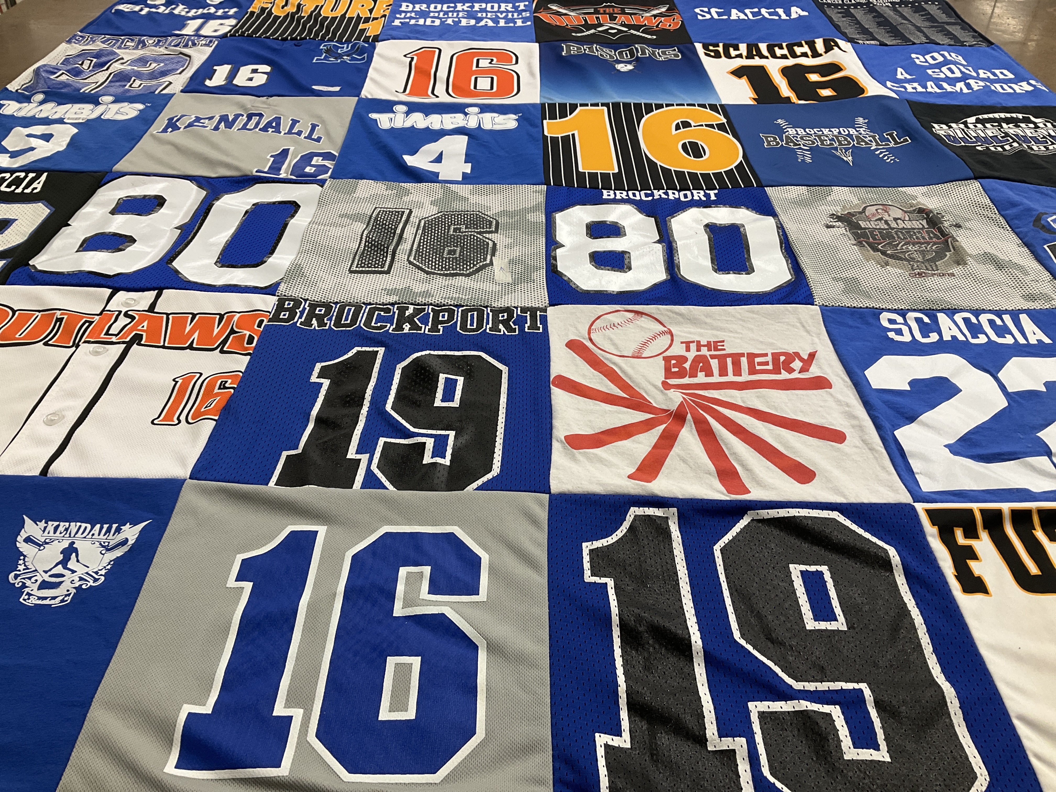 T-shirt quilt featuring brockport baseball team, kendall varsity baseball team by Julie from NY