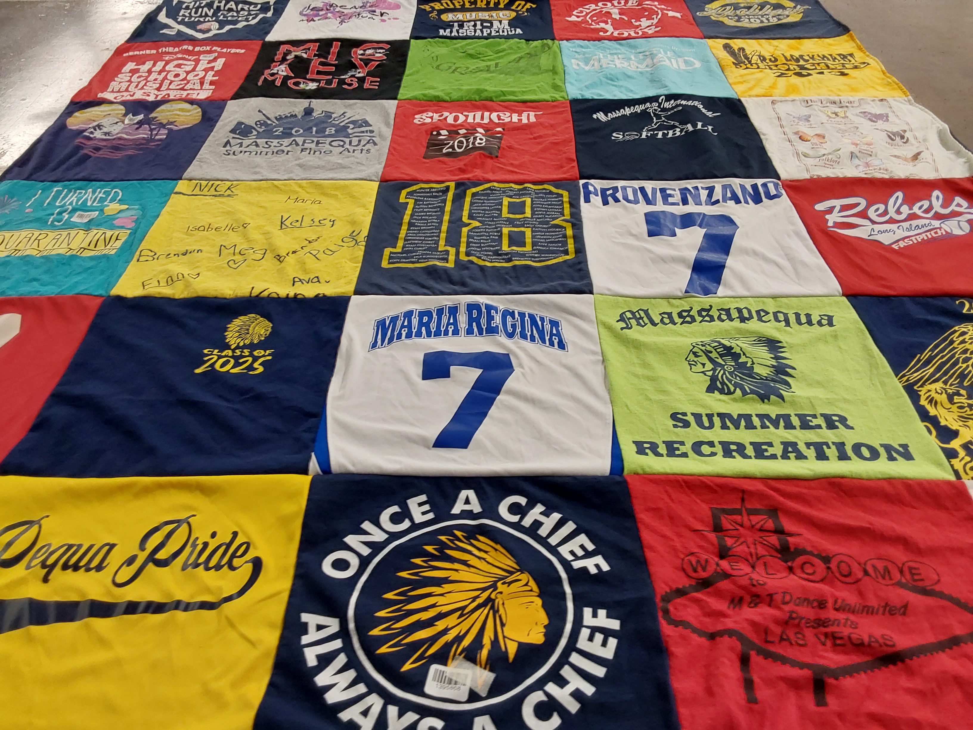 T-shirt quilt featuring massapequa high school, dequa pride team by roseann from NY