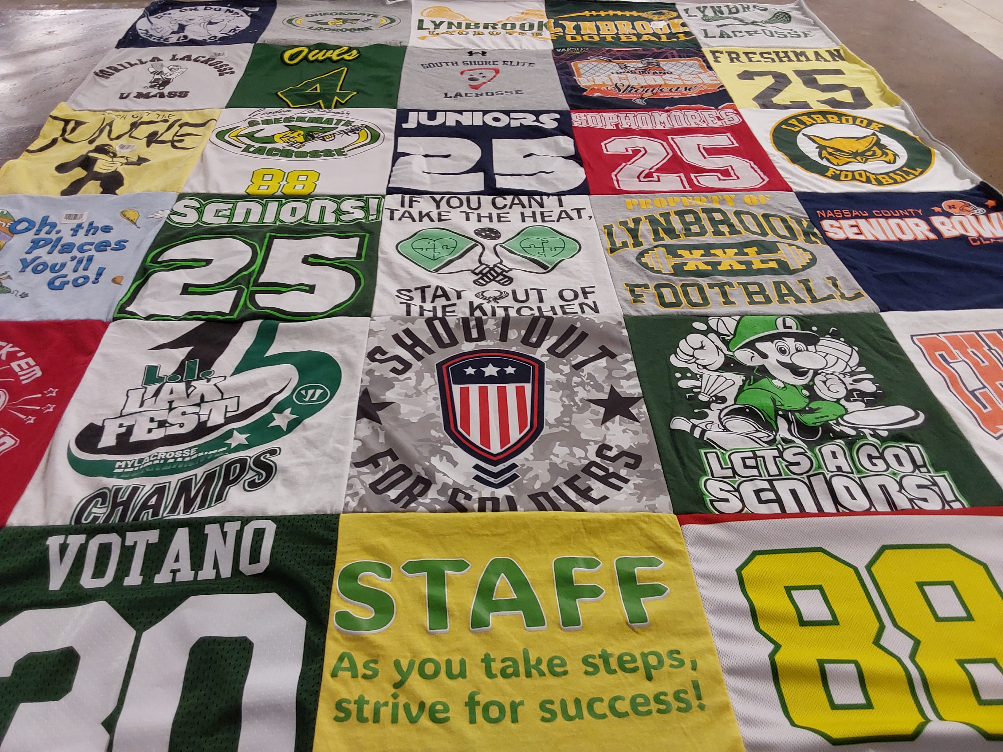T-shirt quilt featuring lynbrook football, lynbrook lacrosse by Meredith from NY