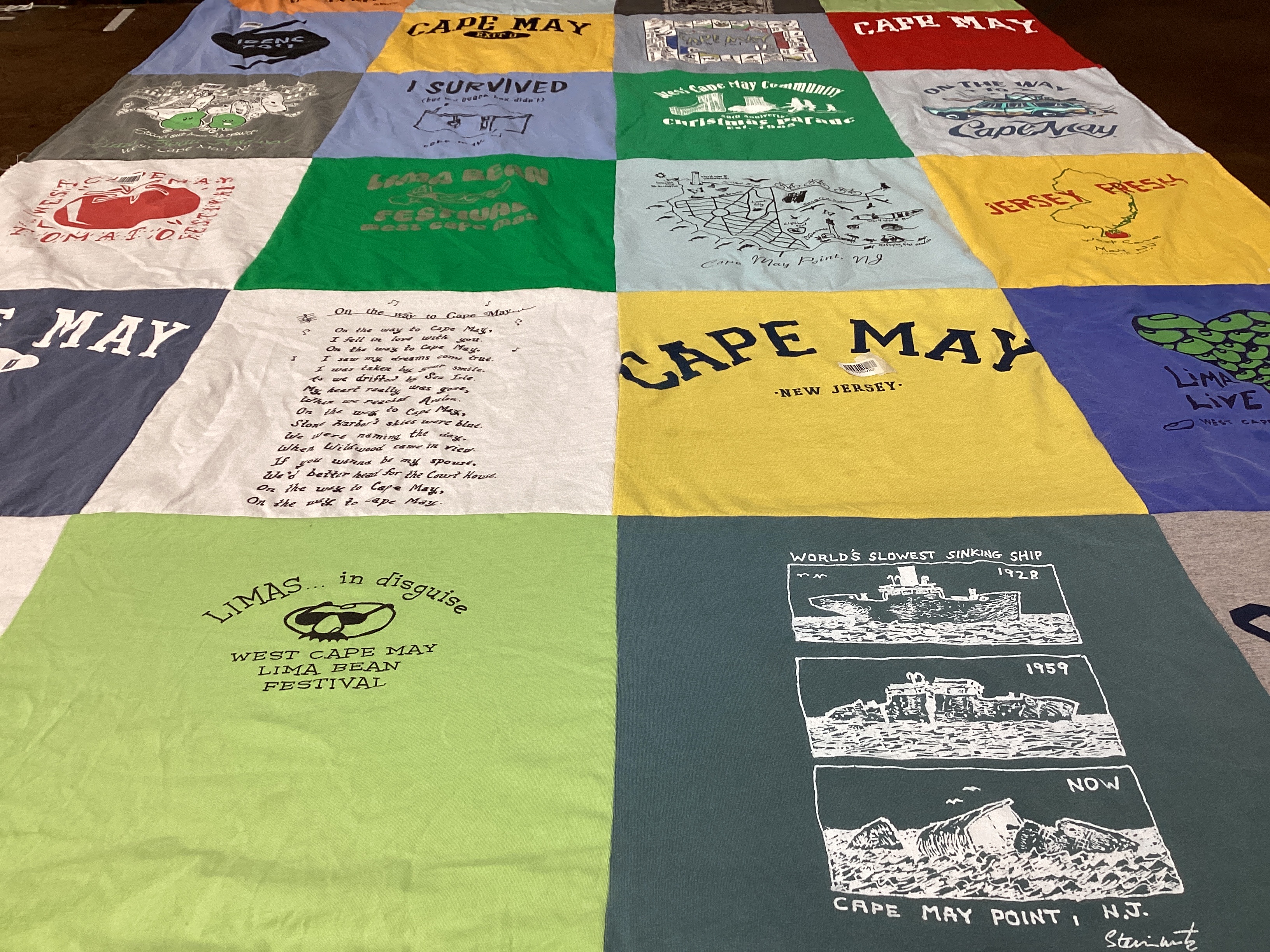 T-shirt quilt with beaches, local culture themes by Kimberley from NJ