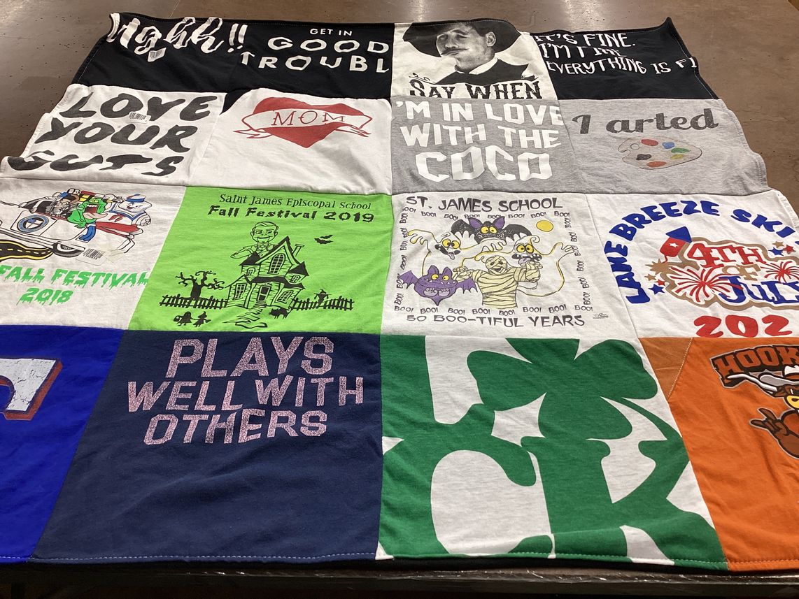 T-shirt quilt from saint james episcopal school by Carol from TX