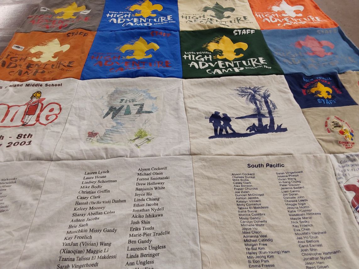 T-shirt quilt from baden powell high adventure camp by Tamara from DC