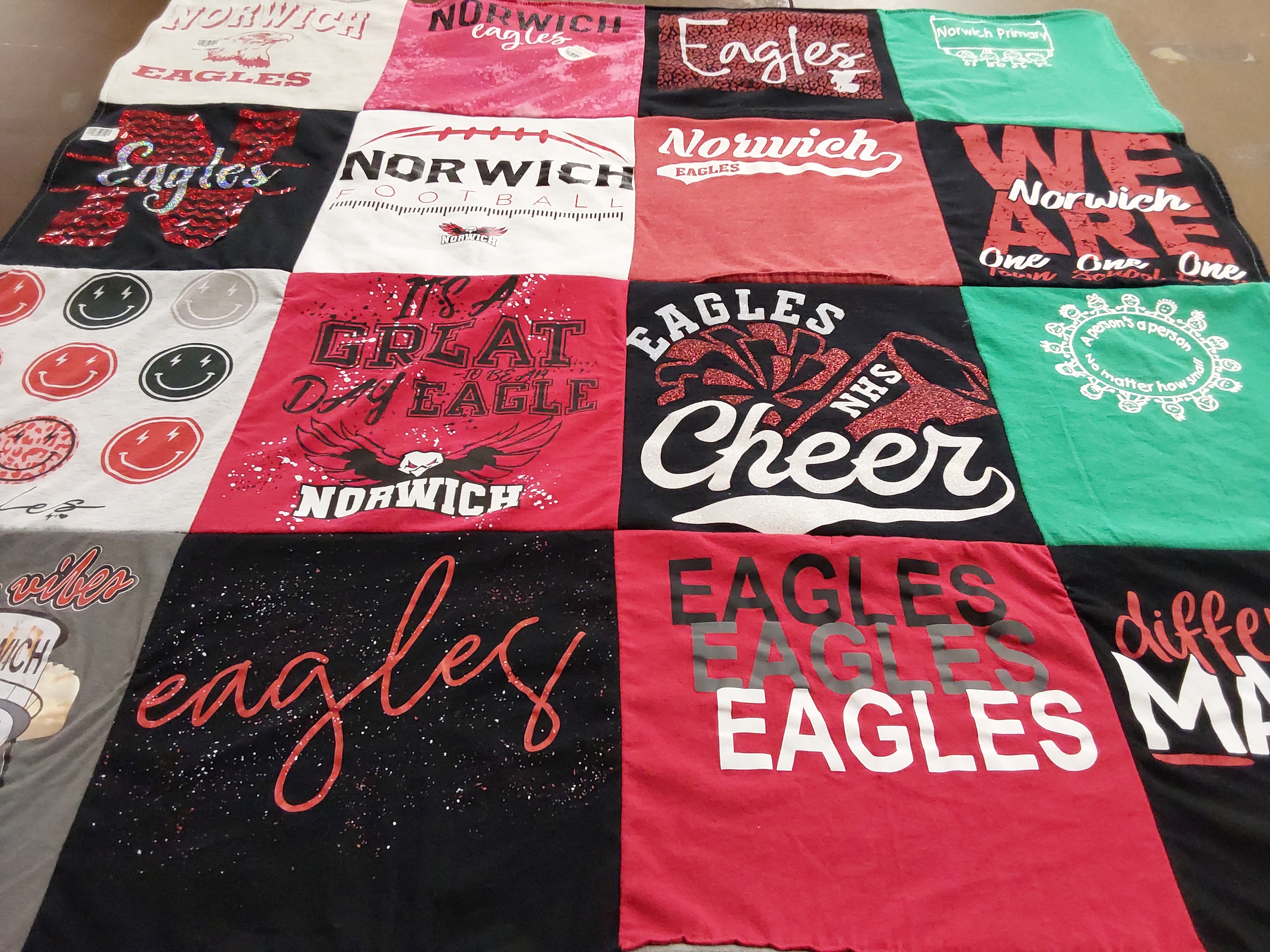 T-shirt quilt featuring norwich eagles, norwich high school eagles by Kynslie from KS